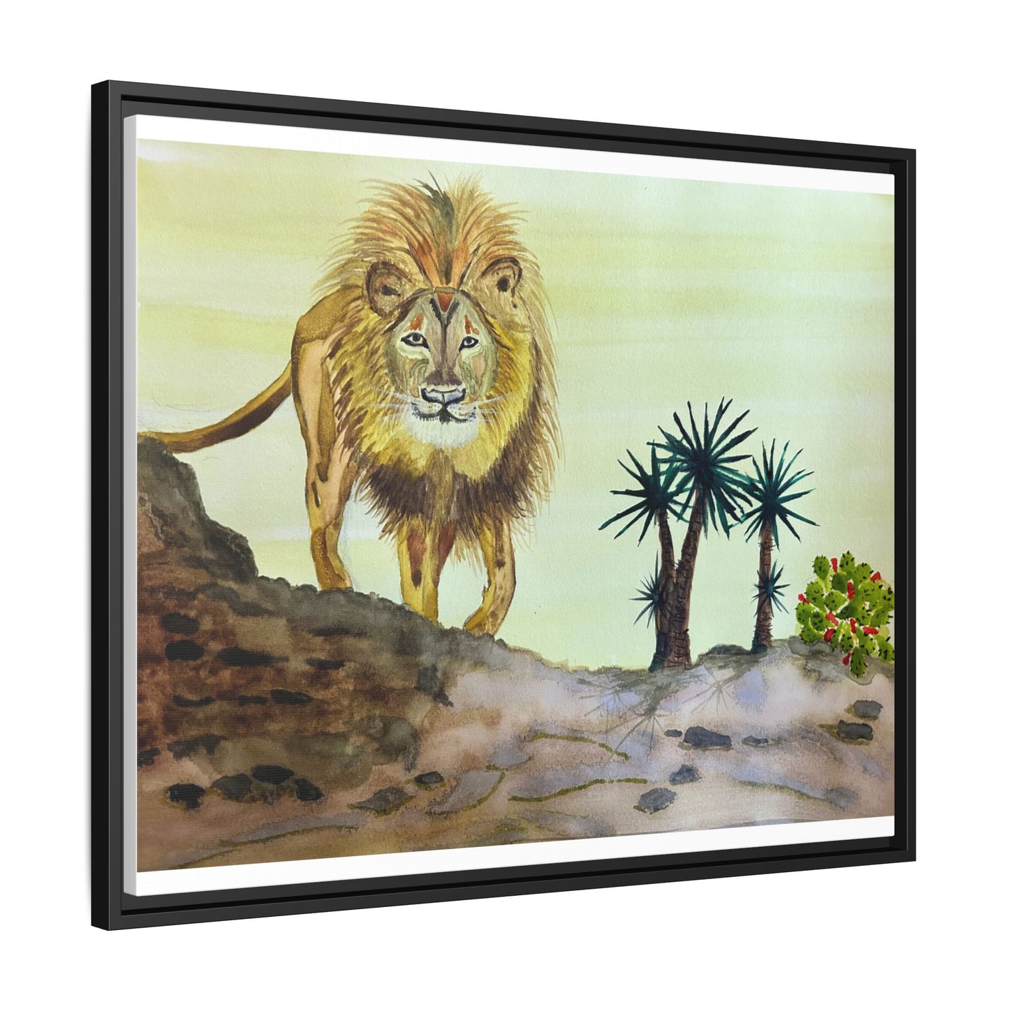 Lion Matte Canvas, Framed (Multi-color)