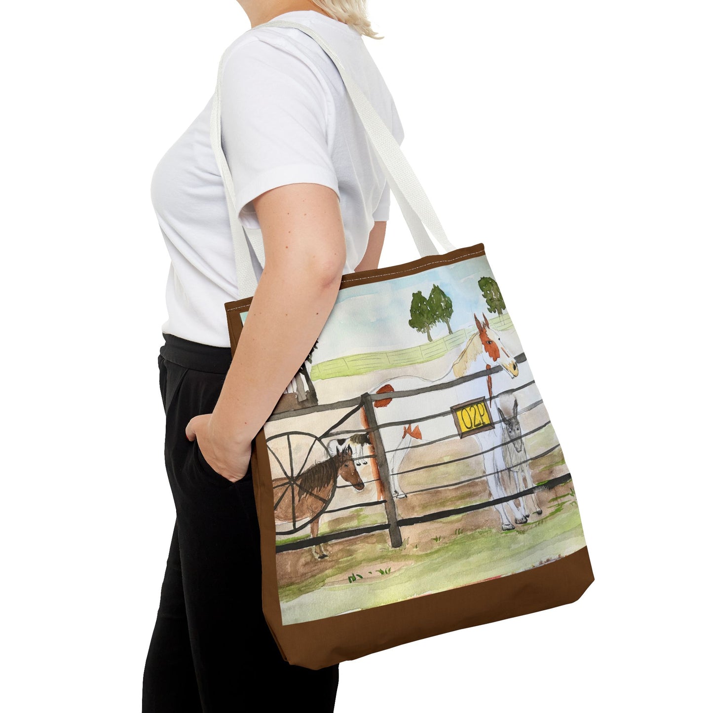"Out 2 Pasture" Rescue Animal Ranch Tote Bag & Stable Scene Design