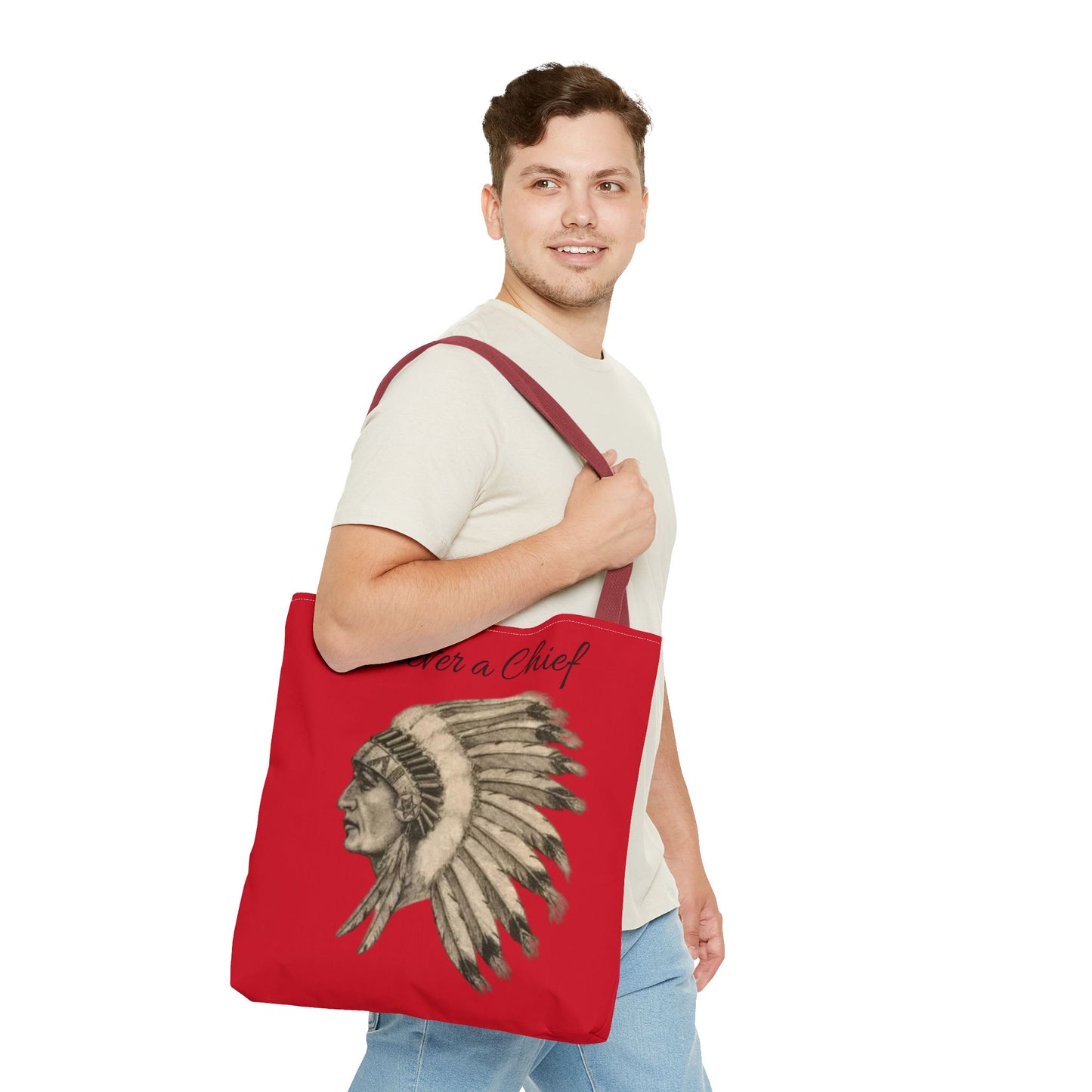 Forever a Chief Tote Bag, School Spirit Bag, Red Tote for Students, Eco-Friendly Shopping Bag, College Travel Tote