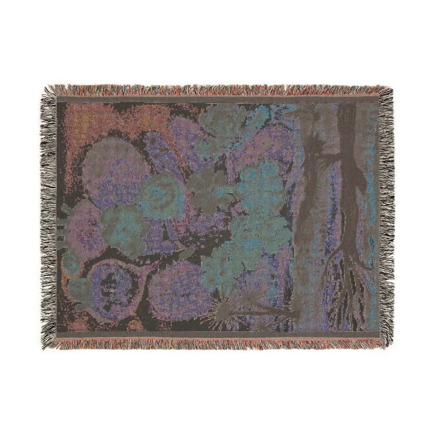 Prickly Pear Cactus Floral Watercolor Print by Dr. Q - Woven Blanket