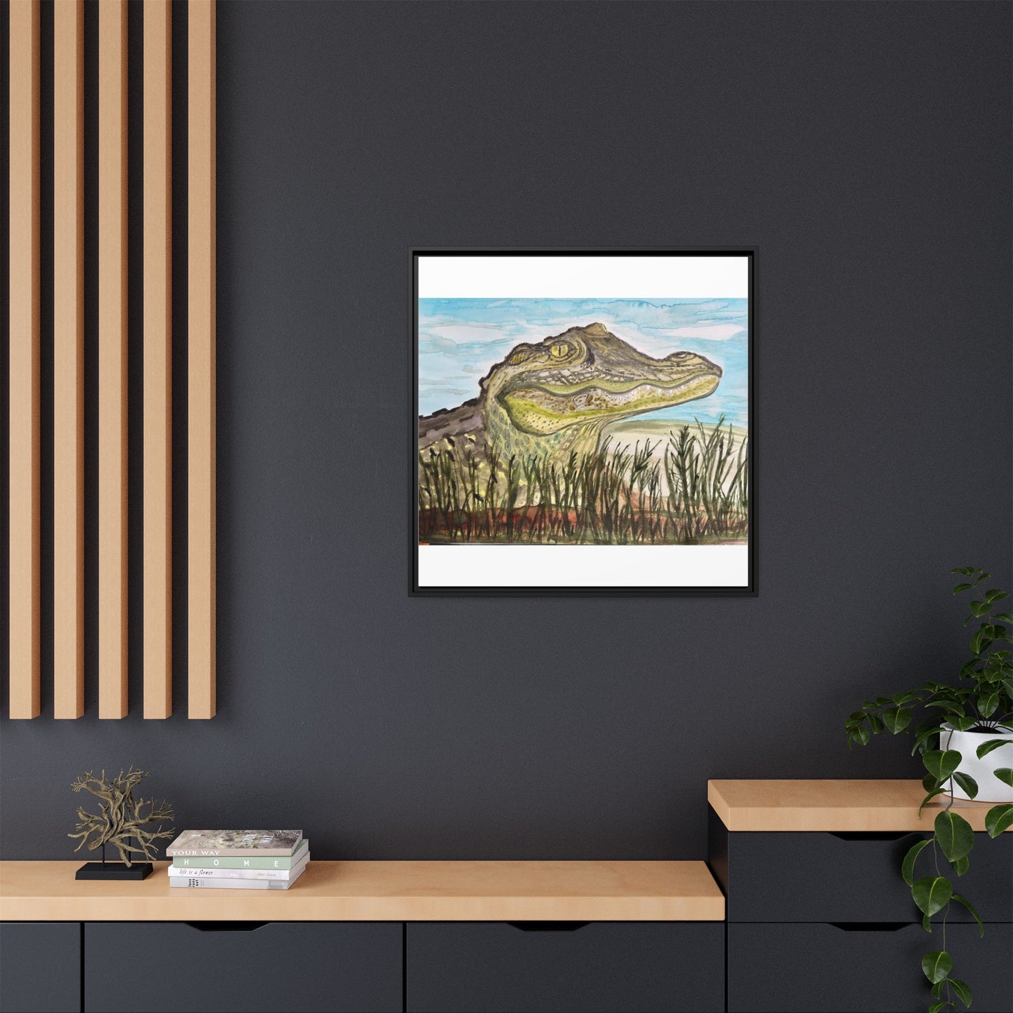 Texas Gator "Big Padre" Alligator Wall Art — Framed Matte Canvas Print