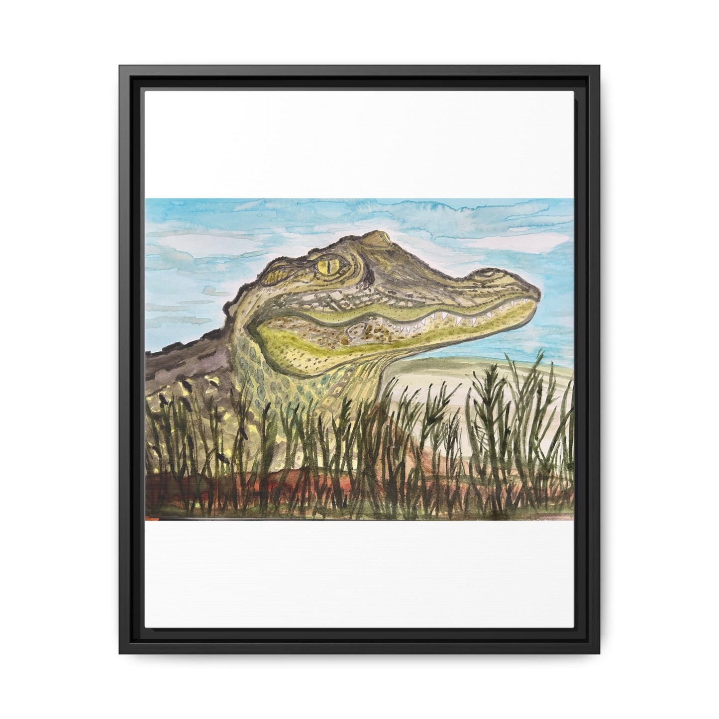 Texas Gator "Big Padre" Alligator Wall Art — Framed Matte Canvas Print