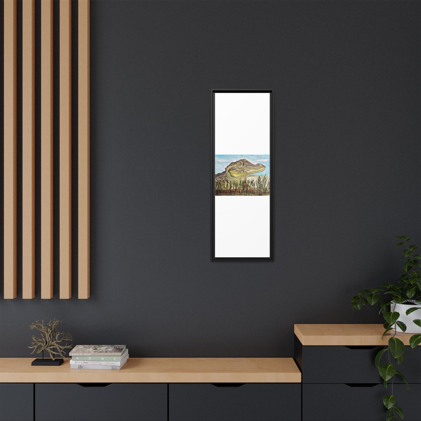 Texas Gator "Big Padre" Alligator Wall Art — Framed Matte Canvas Print