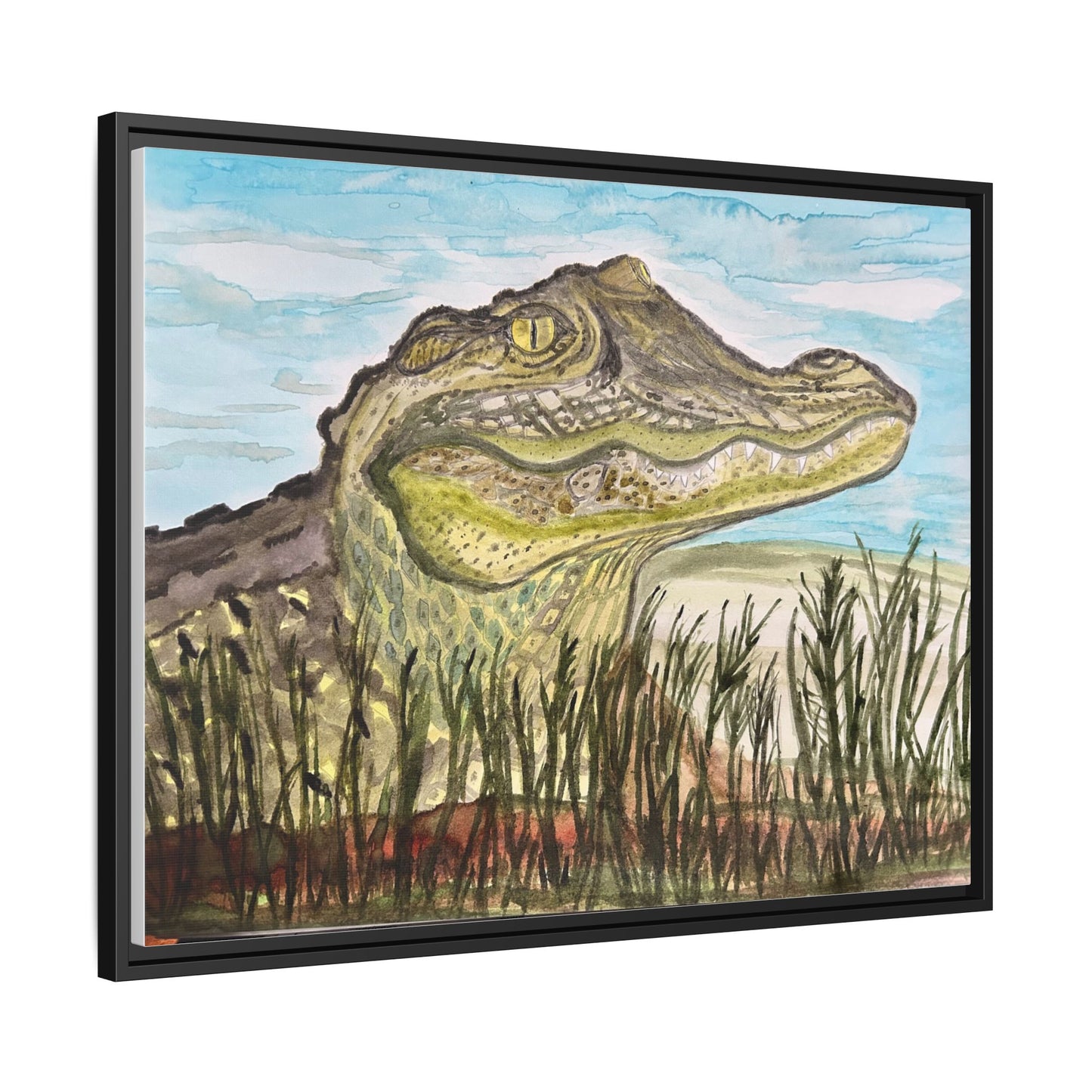 Texas Gator "Big Padre" Alligator Wall Art — Framed Matte Canvas Print