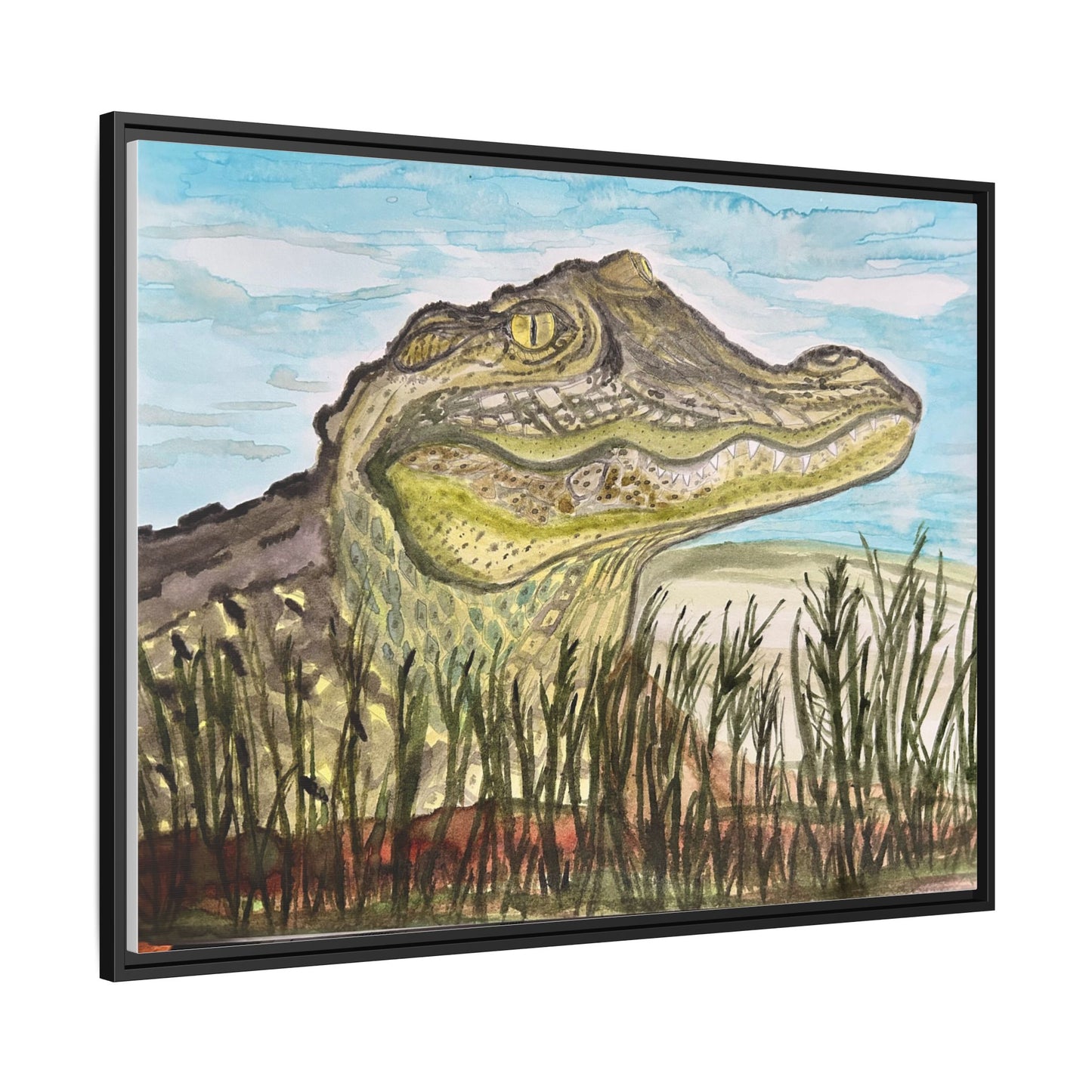 Texas Gator "Big Padre" Alligator Wall Art — Framed Matte Canvas Print