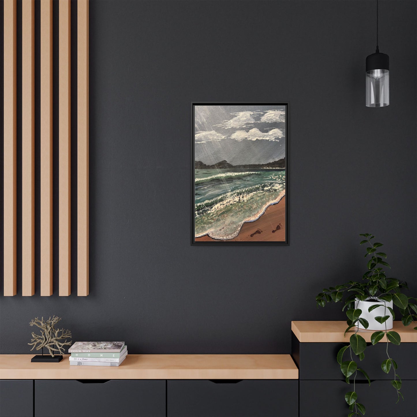 Walk on the Beach Matte Canvas, Black Frame