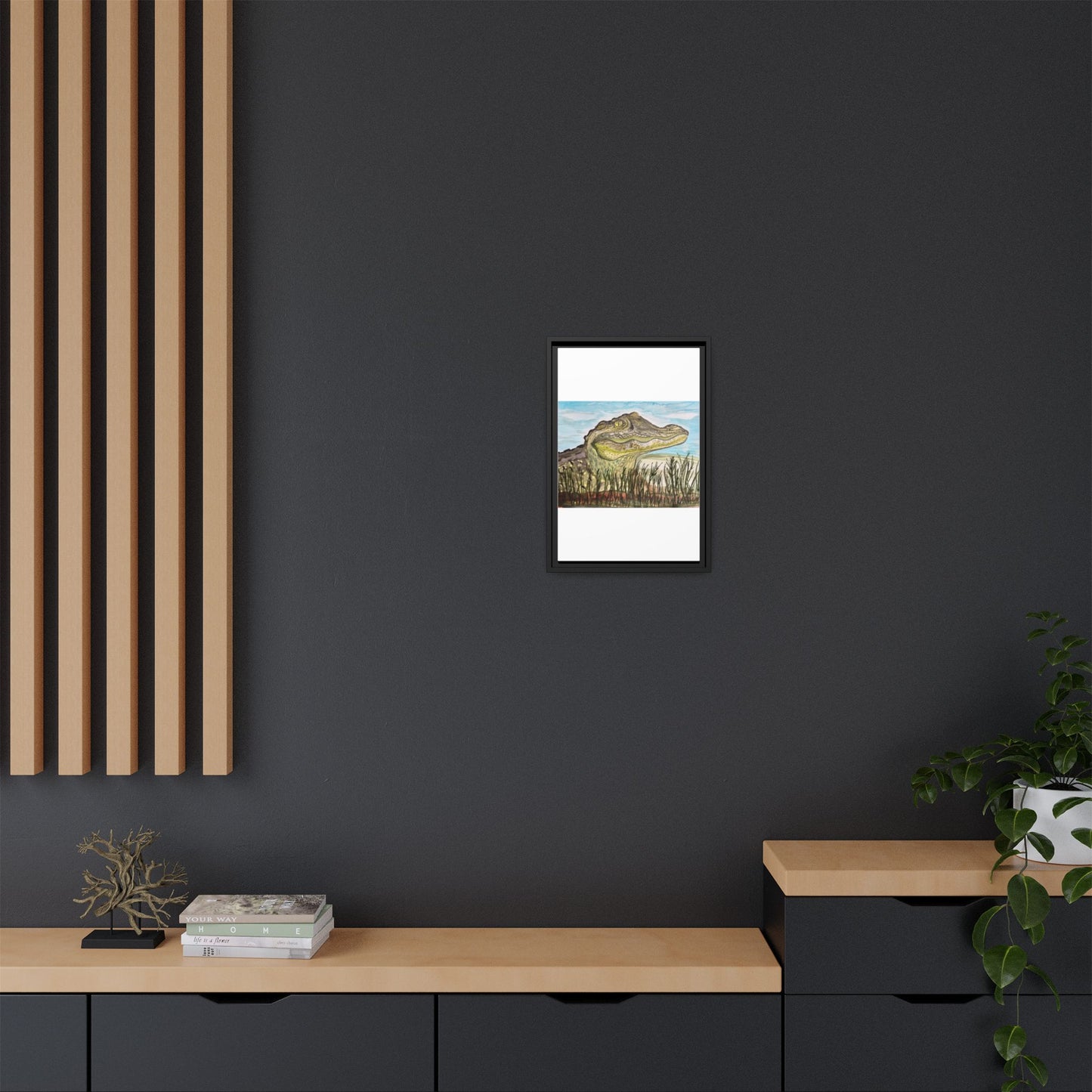 Texas Gator "Big Padre" Alligator Wall Art — Framed Matte Canvas Print