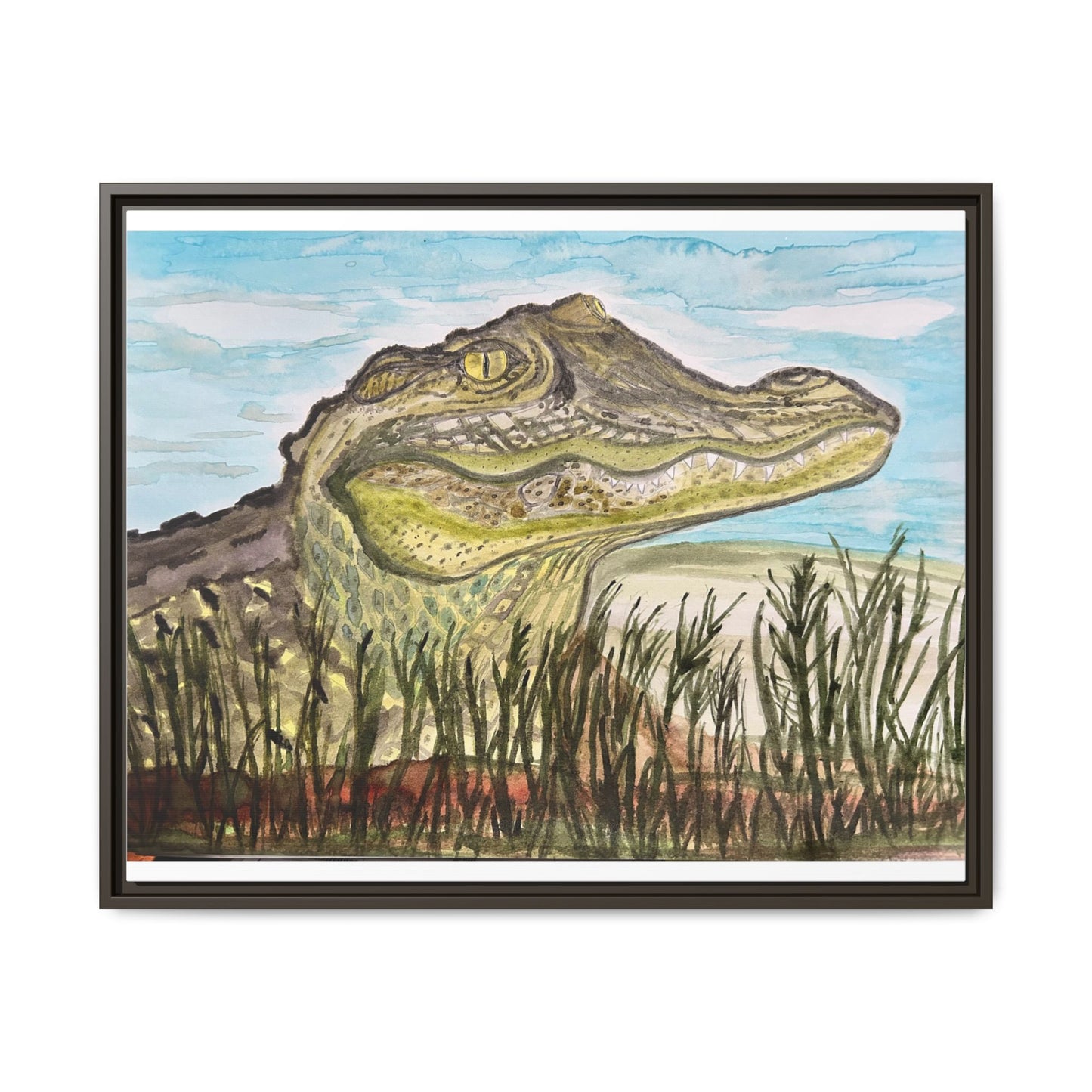 Texas Gator "Big Padre" Alligator Wall Art — Framed Matte Canvas Print