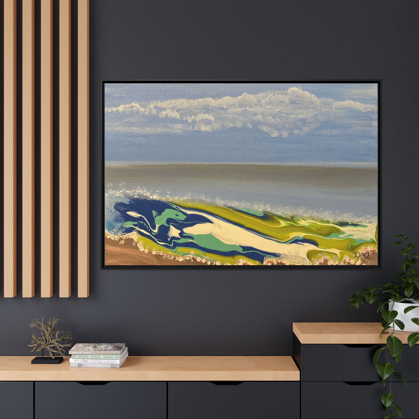 Sea Wash Matte Canvas, Framed (Multi-color)