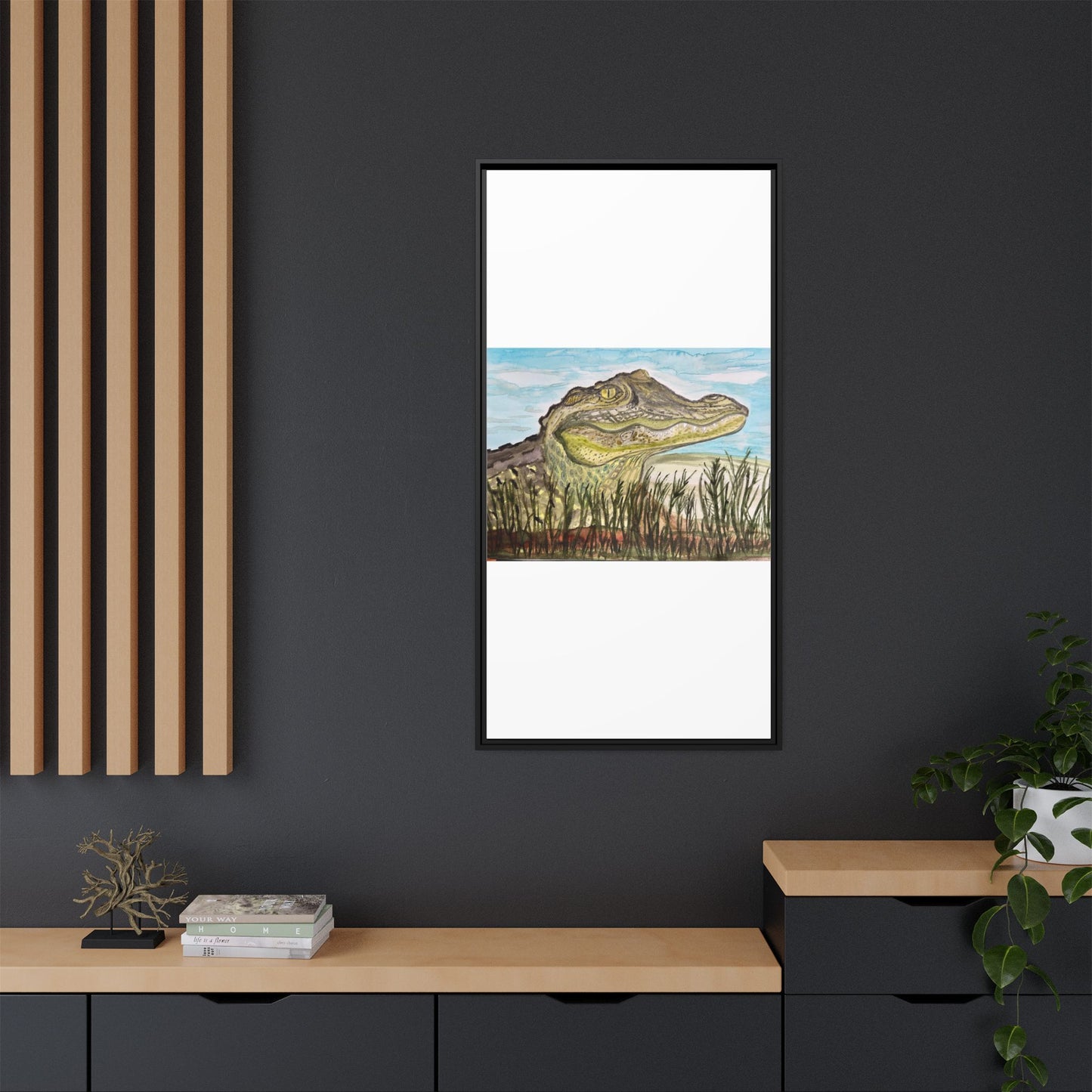 Texas Gator "Big Padre" Alligator Wall Art — Framed Matte Canvas Print