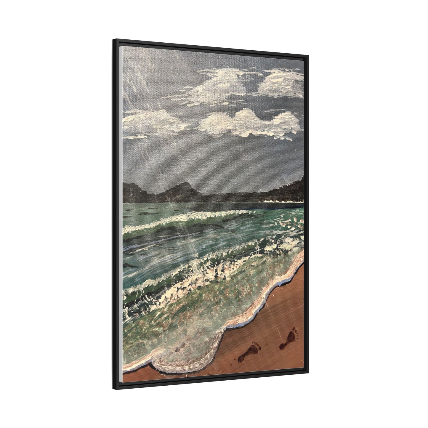 Walk on the Beach Matte Canvas, Black Frame