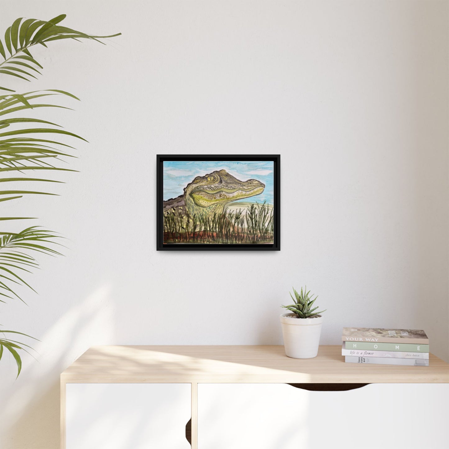 Texas Gator "Big Padre" Alligator Wall Art — Framed Matte Canvas Print