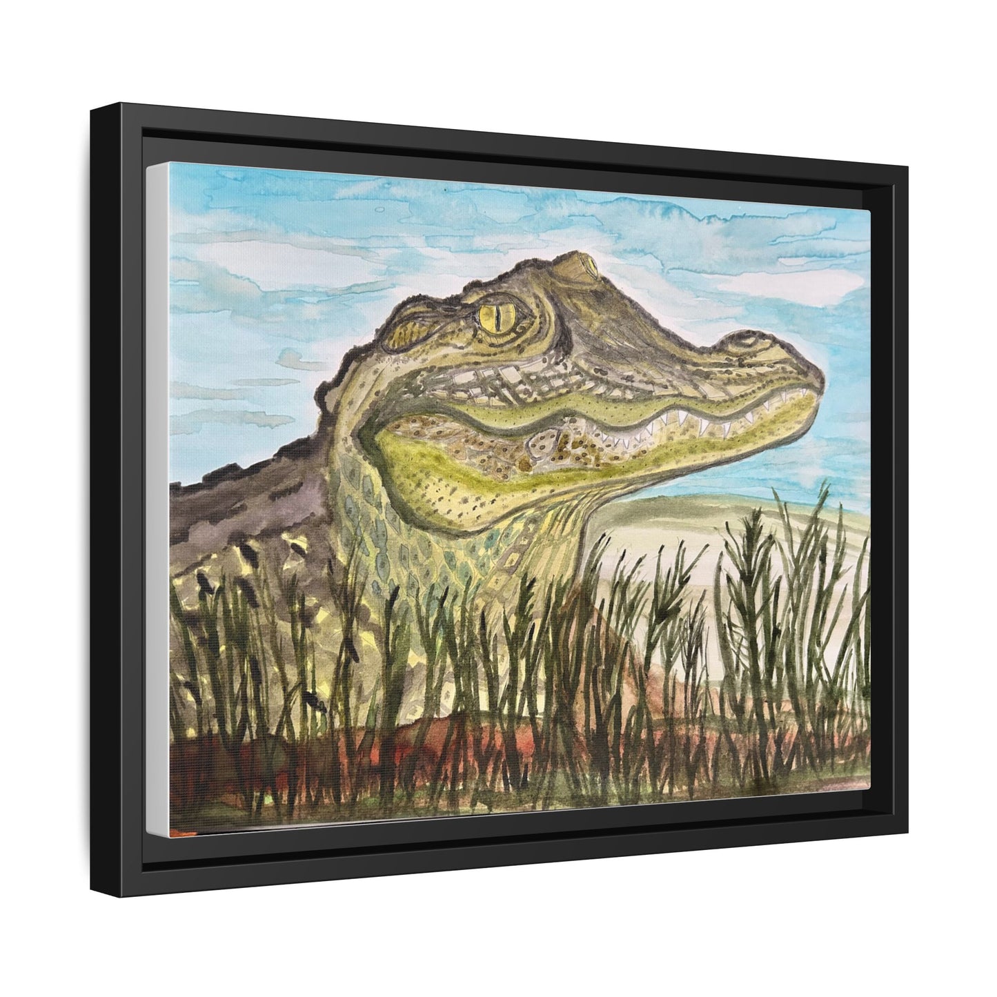 Texas Gator "Big Padre" Alligator Wall Art — Framed Matte Canvas Print
