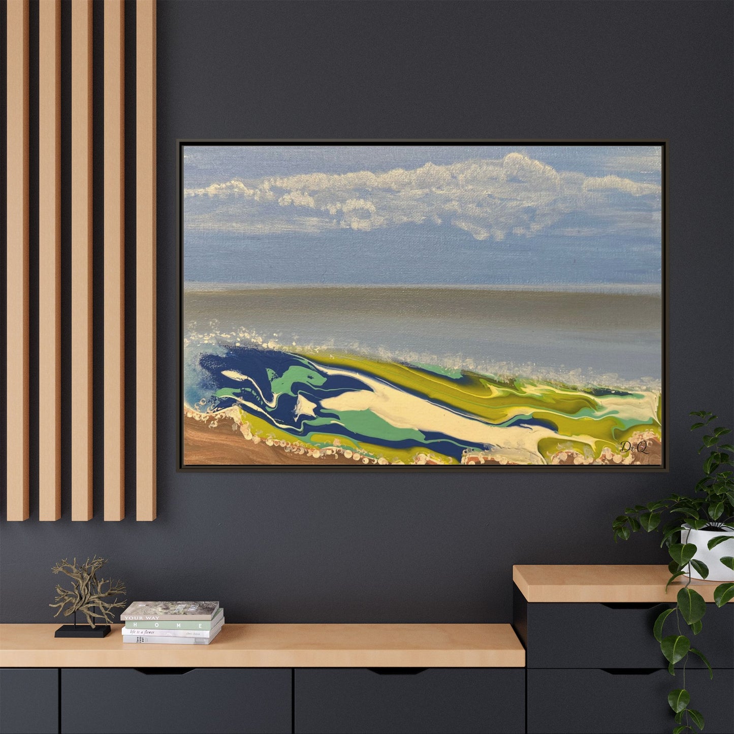 Sea Wash Matte Canvas, Framed (Multi-color)