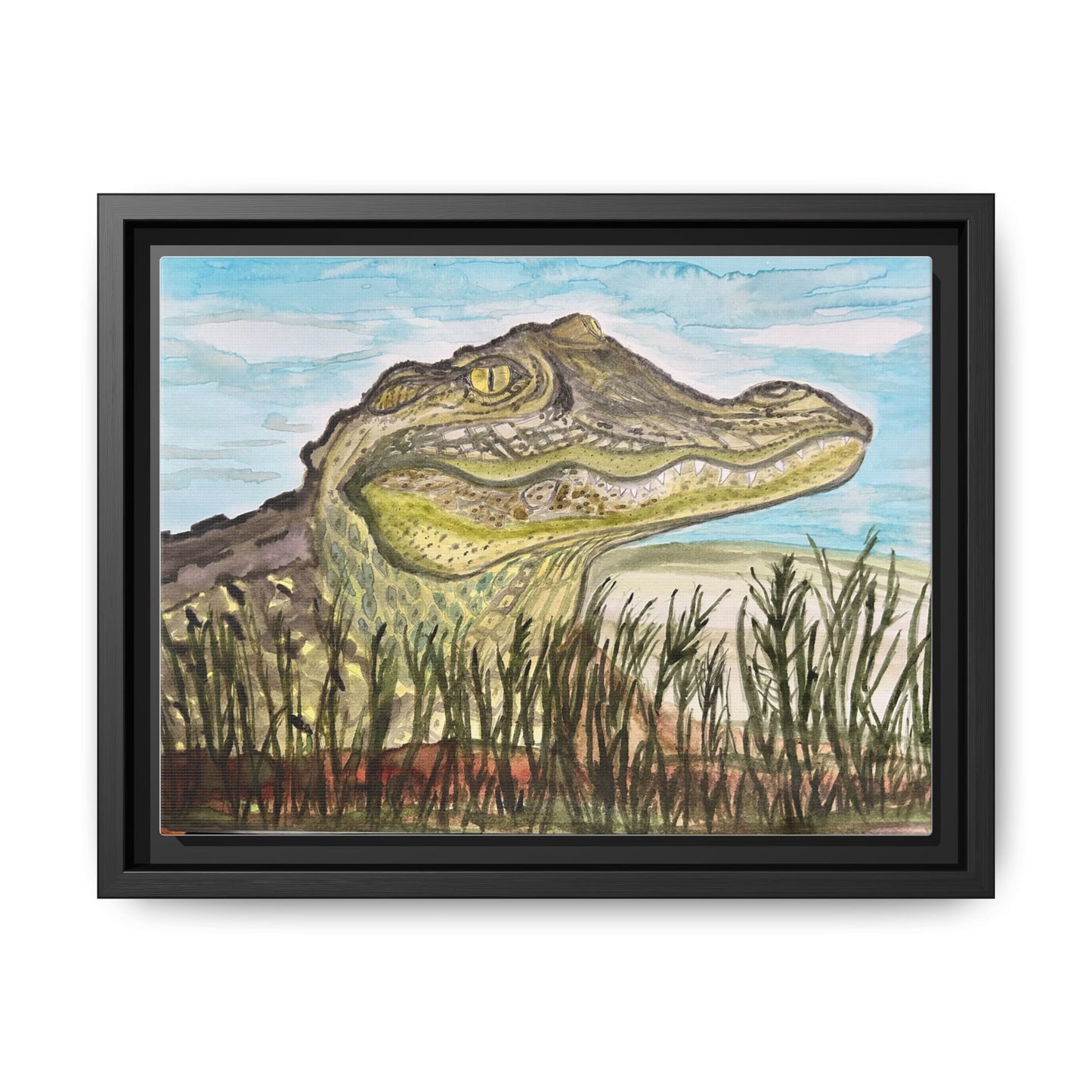 Texas Gator "Big Padre" Alligator Wall Art — Framed Matte Canvas Print