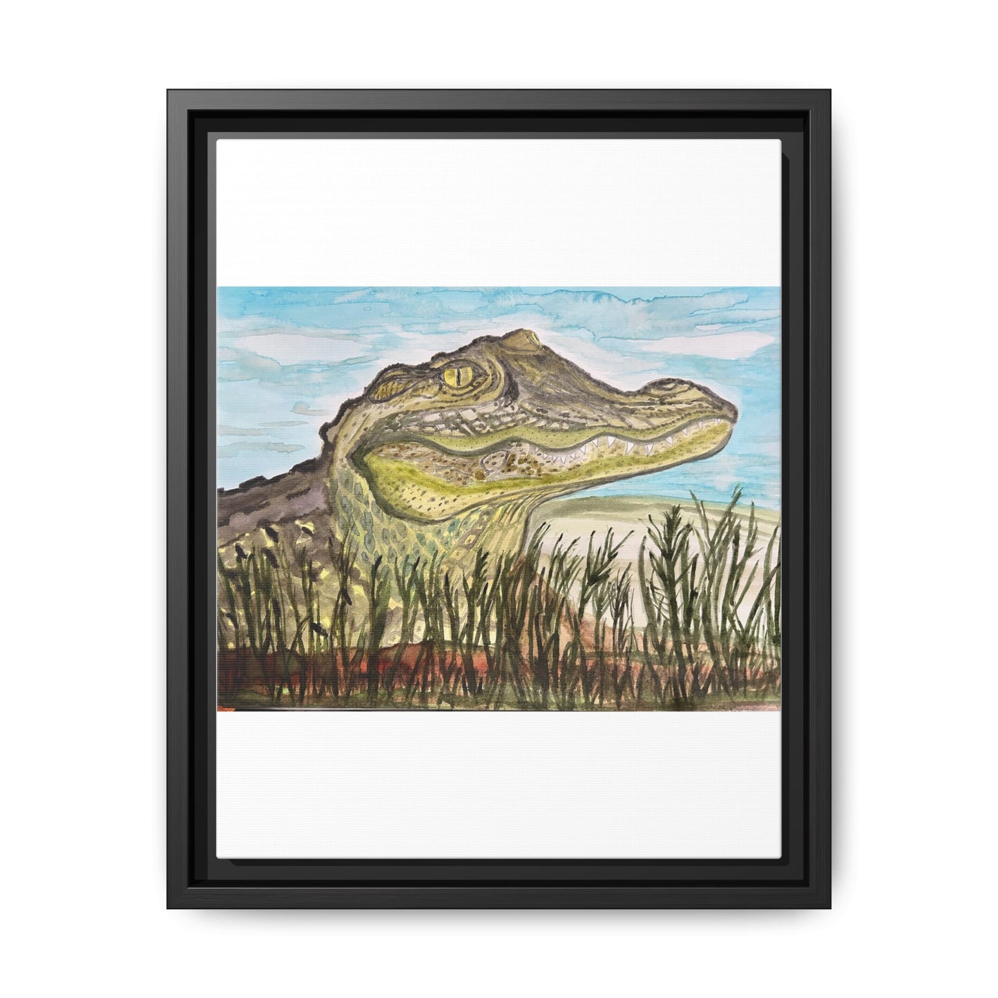 Texas Gator "Big Padre" Alligator Wall Art — Framed Matte Canvas Print