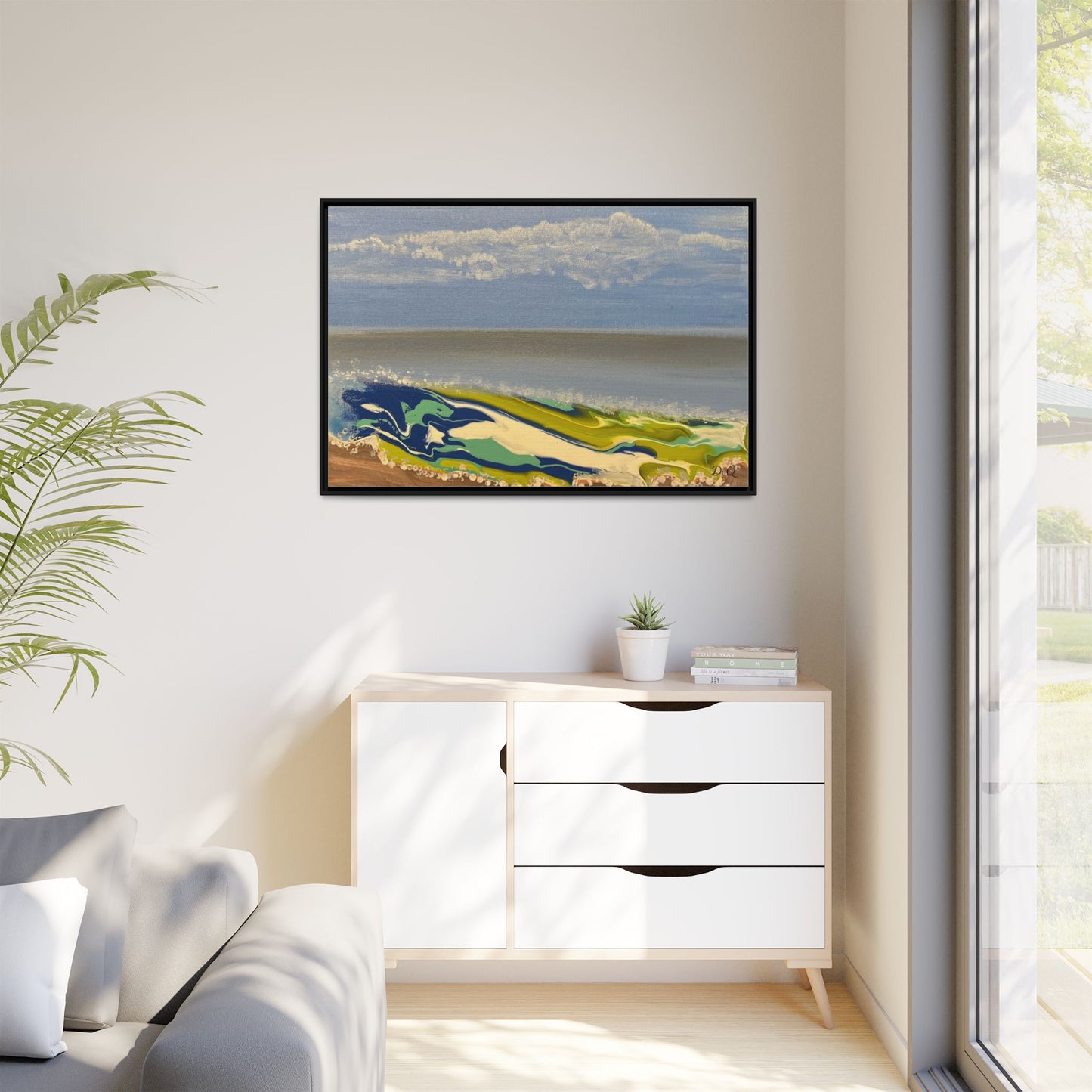 Sea Wash Matte Canvas, Framed (Multi-color)