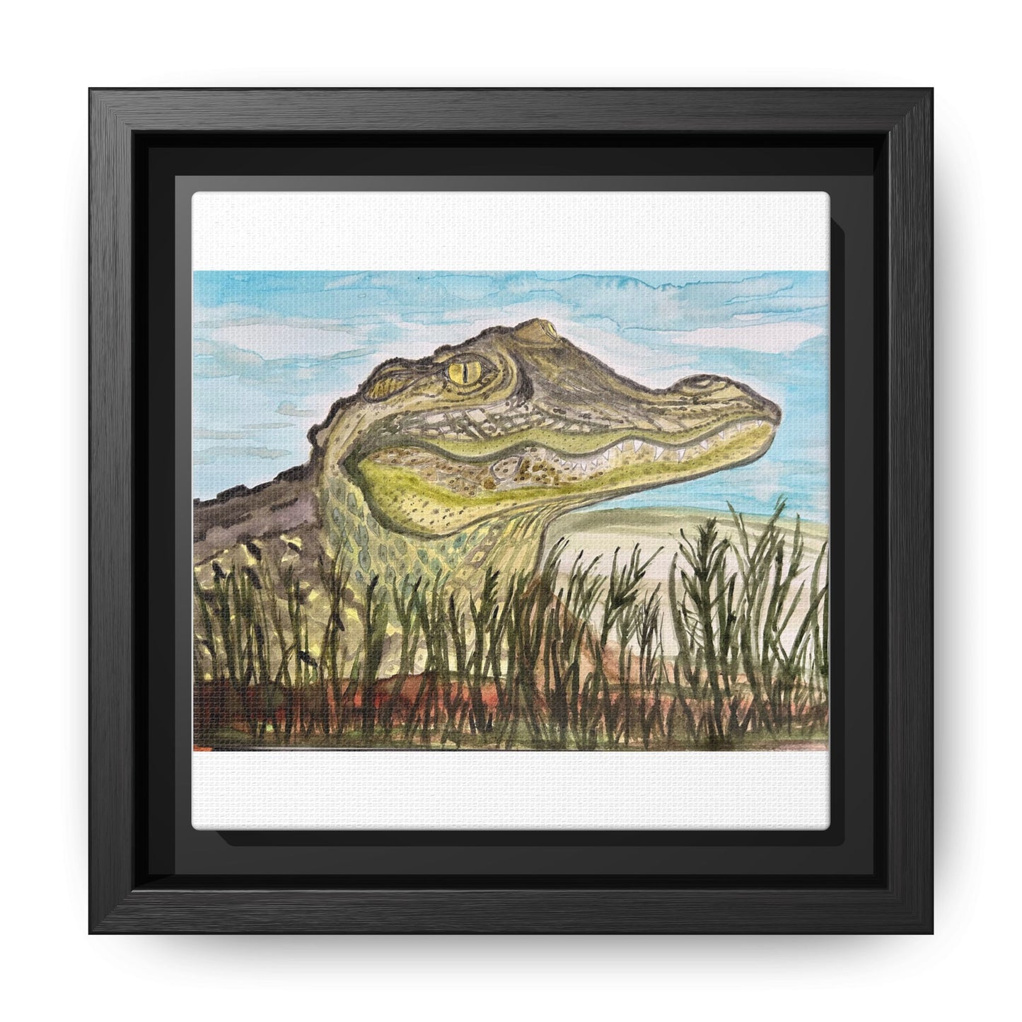 Texas Gator "Big Padre" Alligator Wall Art — Framed Matte Canvas Print