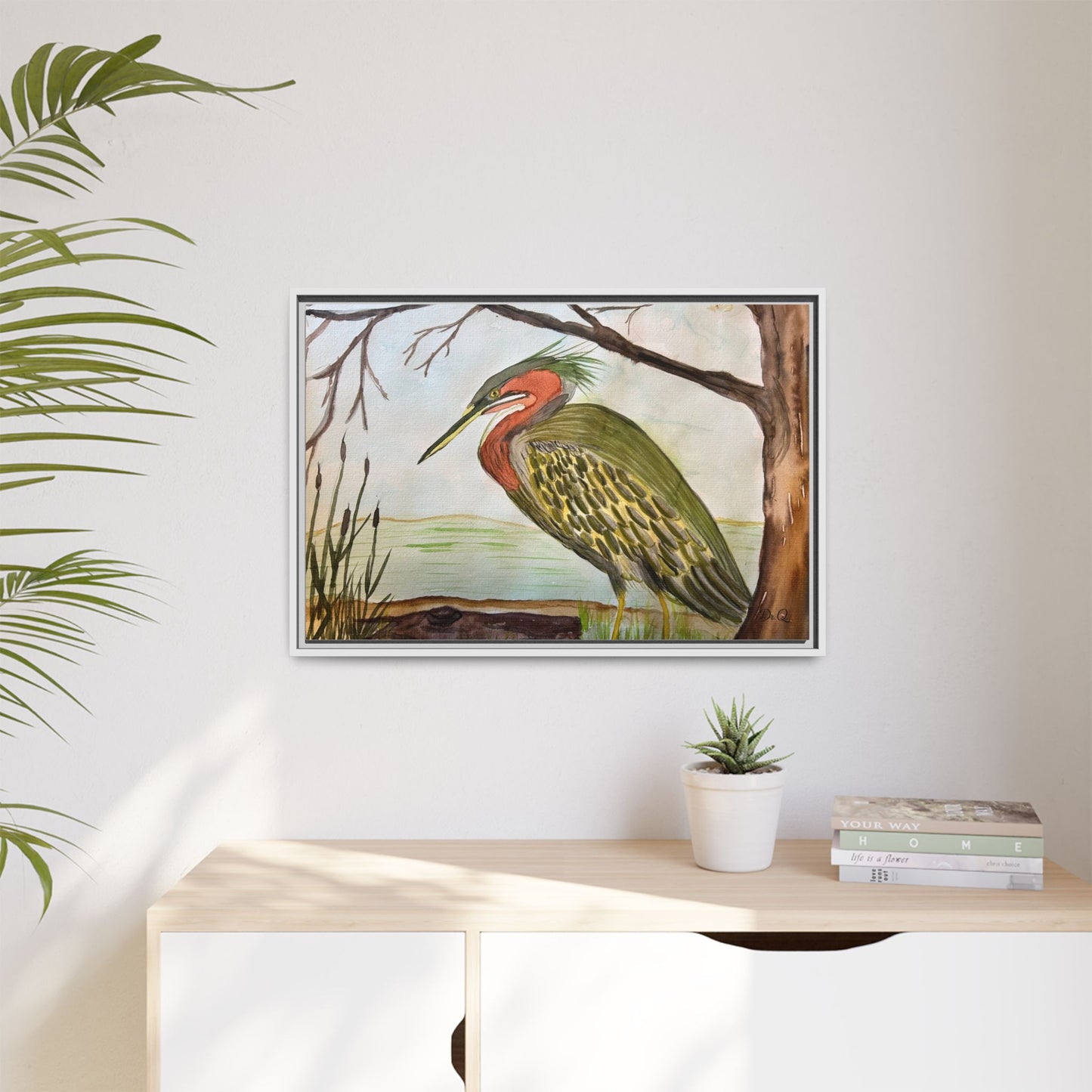 Green Heron Wetlands Print on Canvas