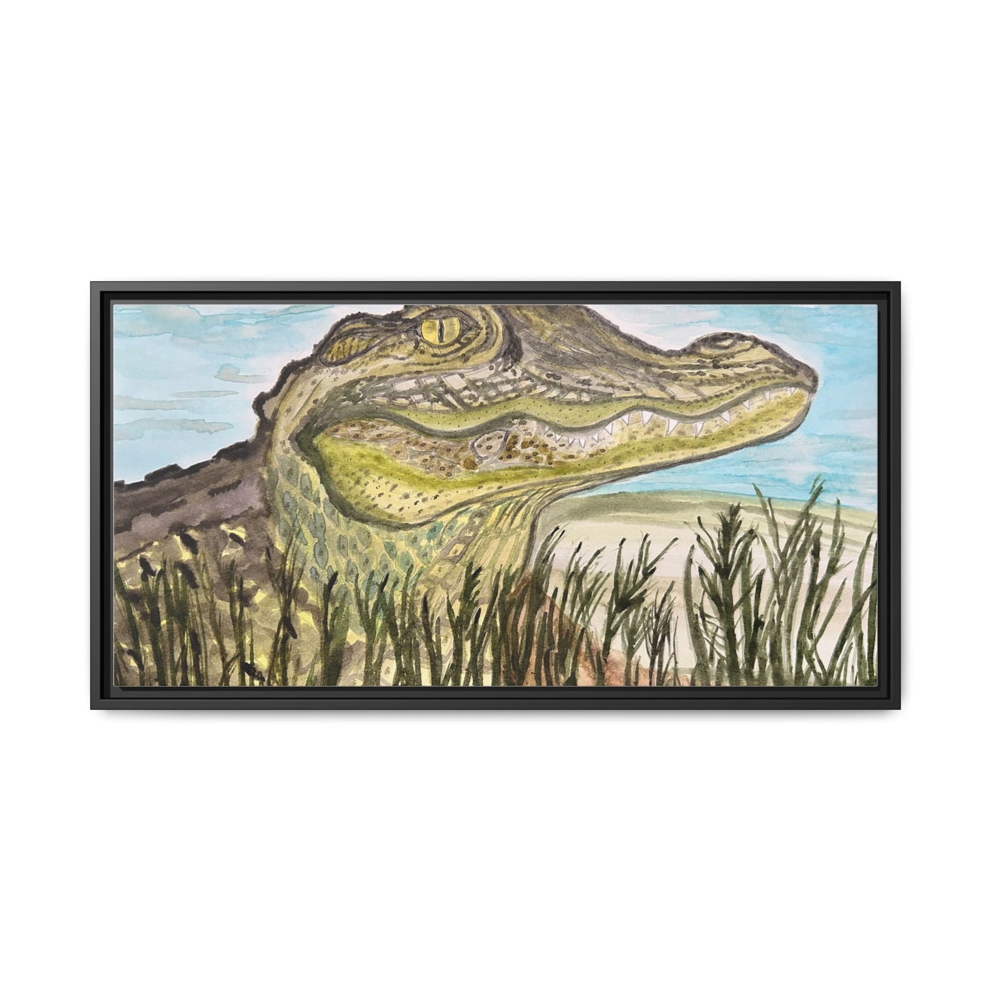 Texas Gator "Big Padre" Alligator Wall Art — Framed Matte Canvas Print