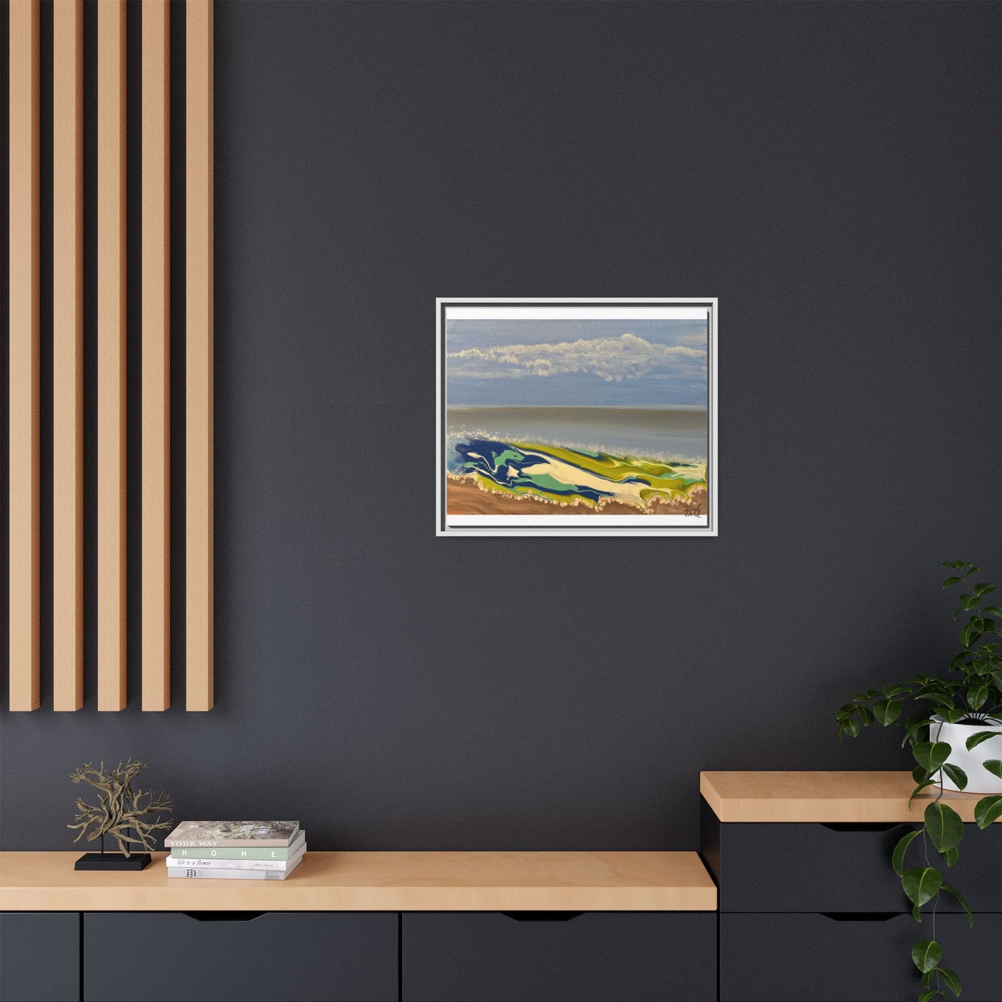 Sea Wash Matte Canvas, Framed (Multi-color)