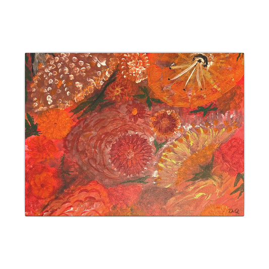 Canvas Print - Flower Burst Watercolor of Bright Red and Orange