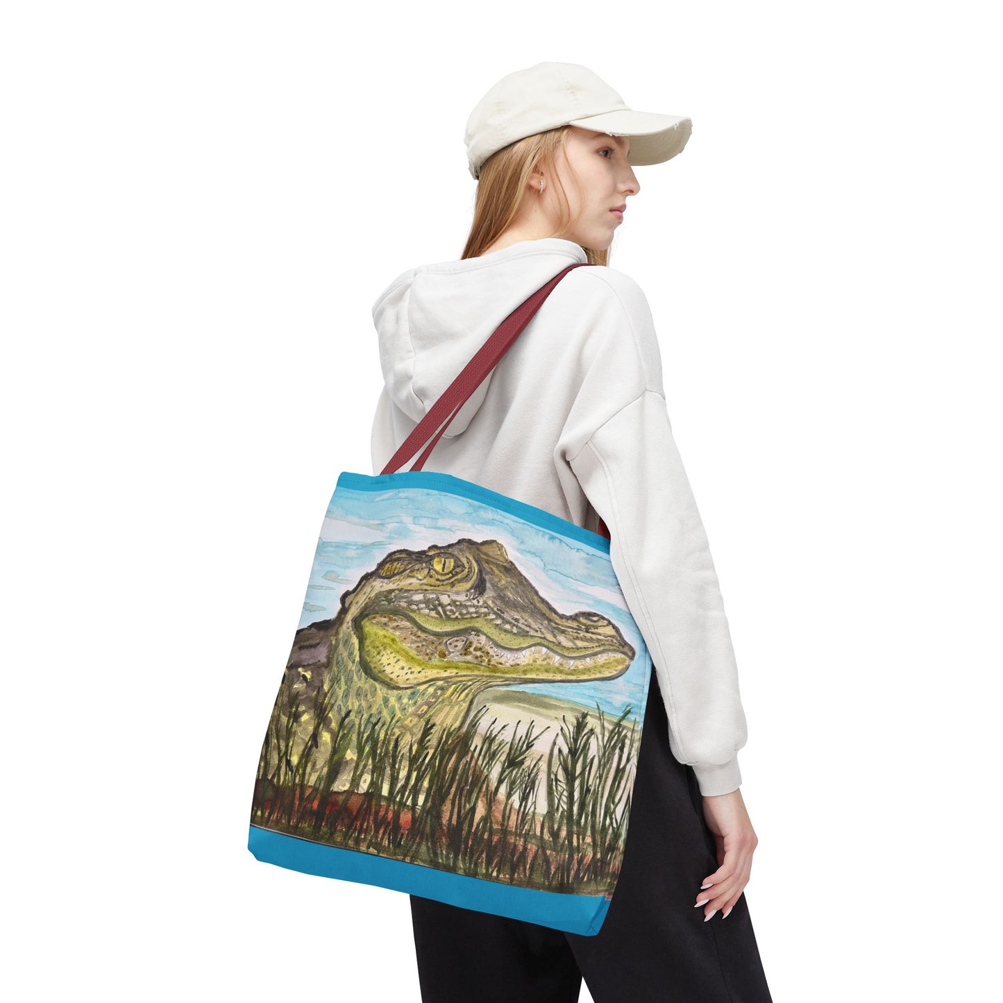 Texas Gator "Big Padre" Alligator Marsh Tote Bag — Wildlife Art Canvas Beach & Market Tote