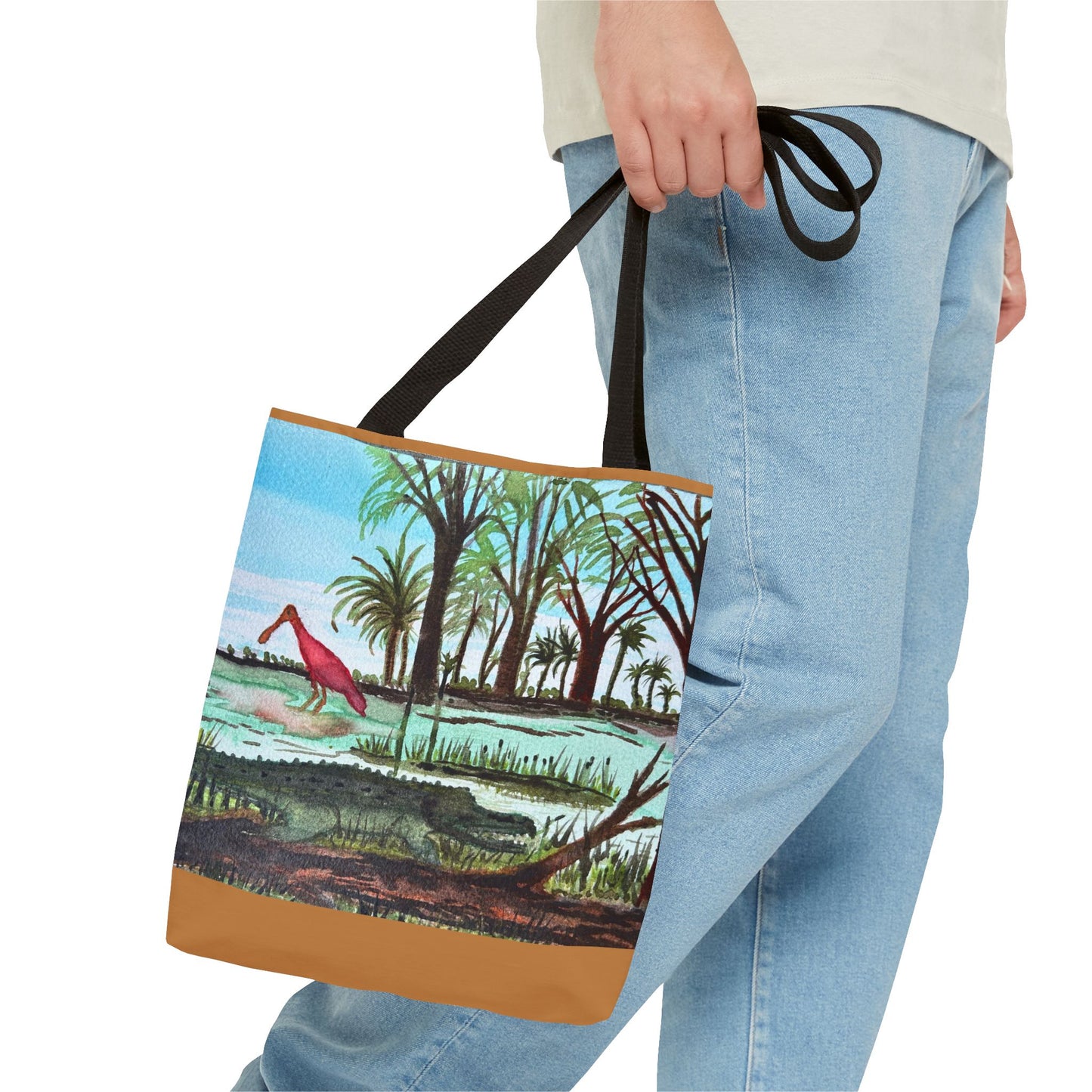 Texas Gator & Roseate Spoonbill Tote Bag — Bold All-Over Print