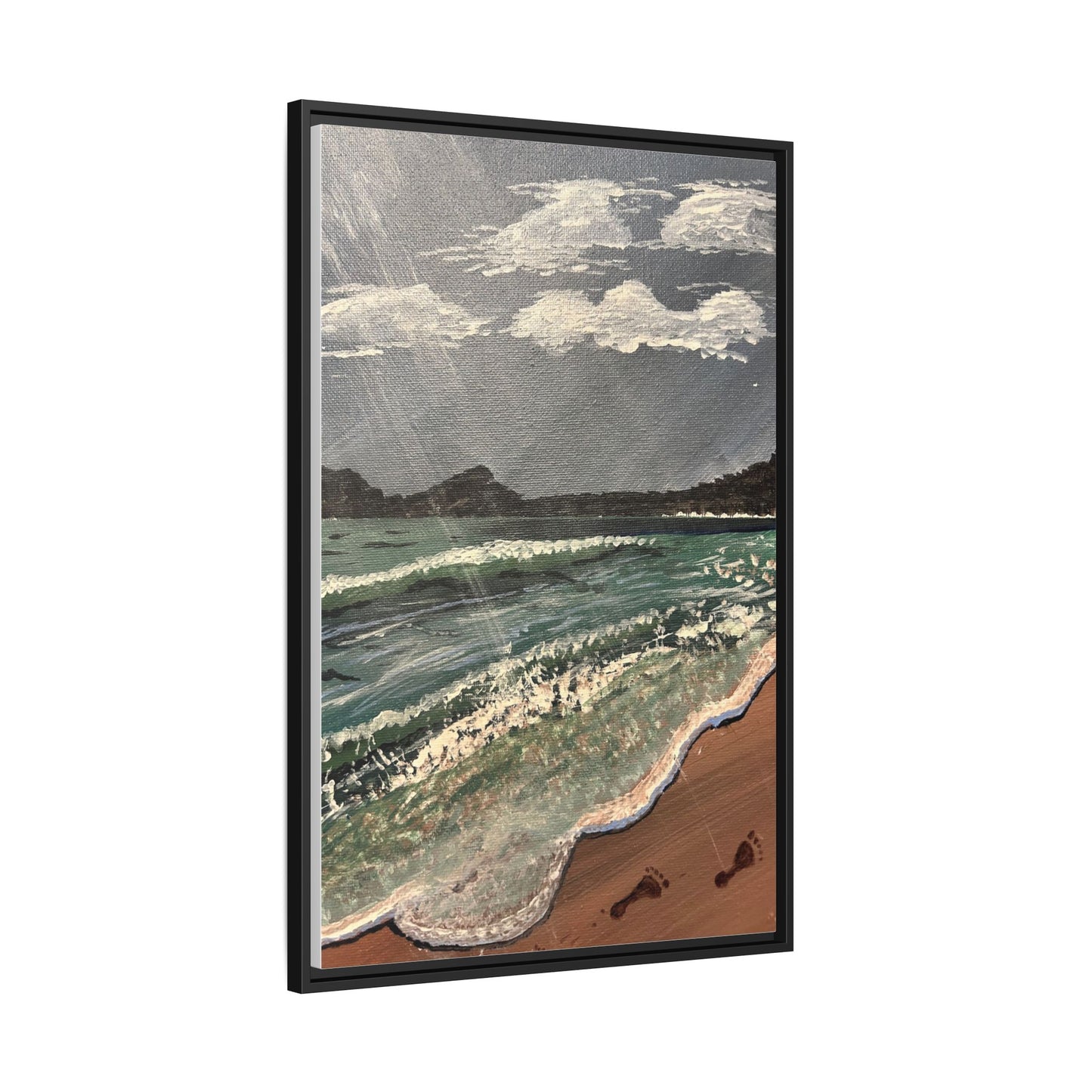 Walk on the Beach Matte Canvas, Black Frame