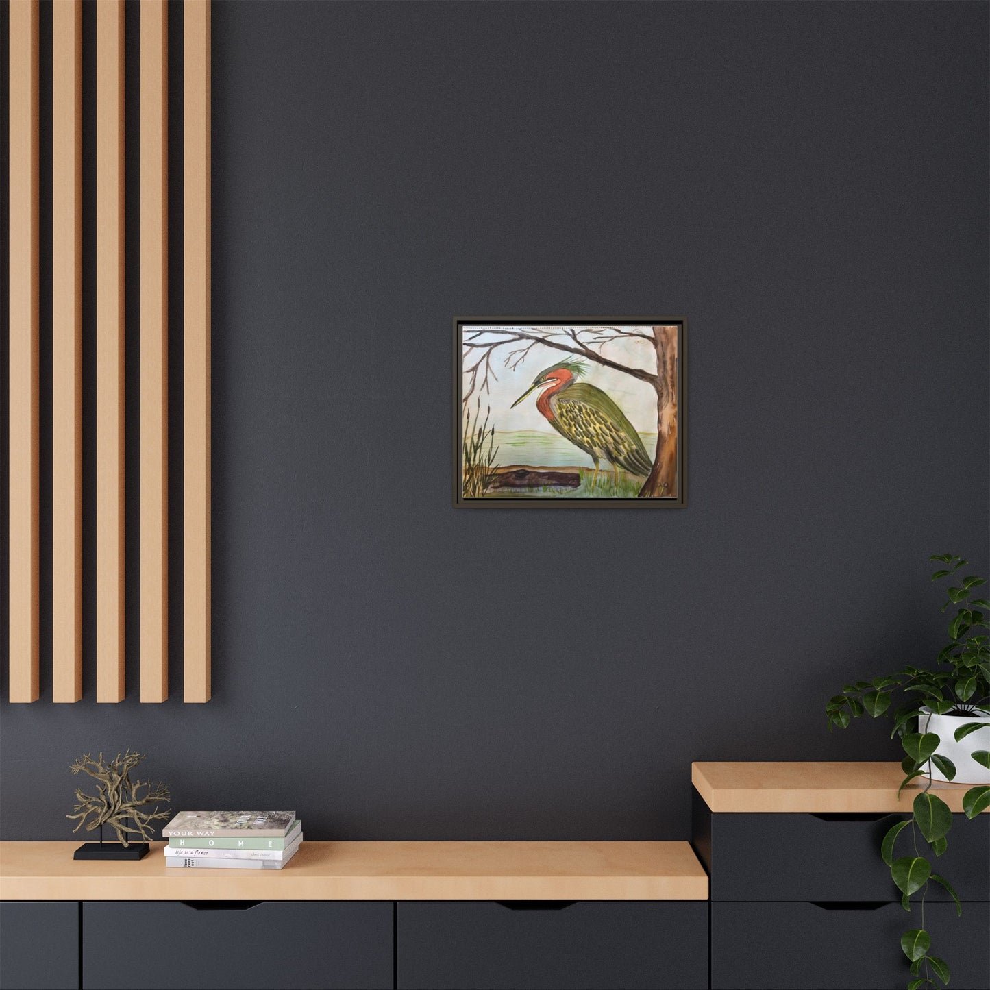 Green Heron Wetlands Print on Canvas
