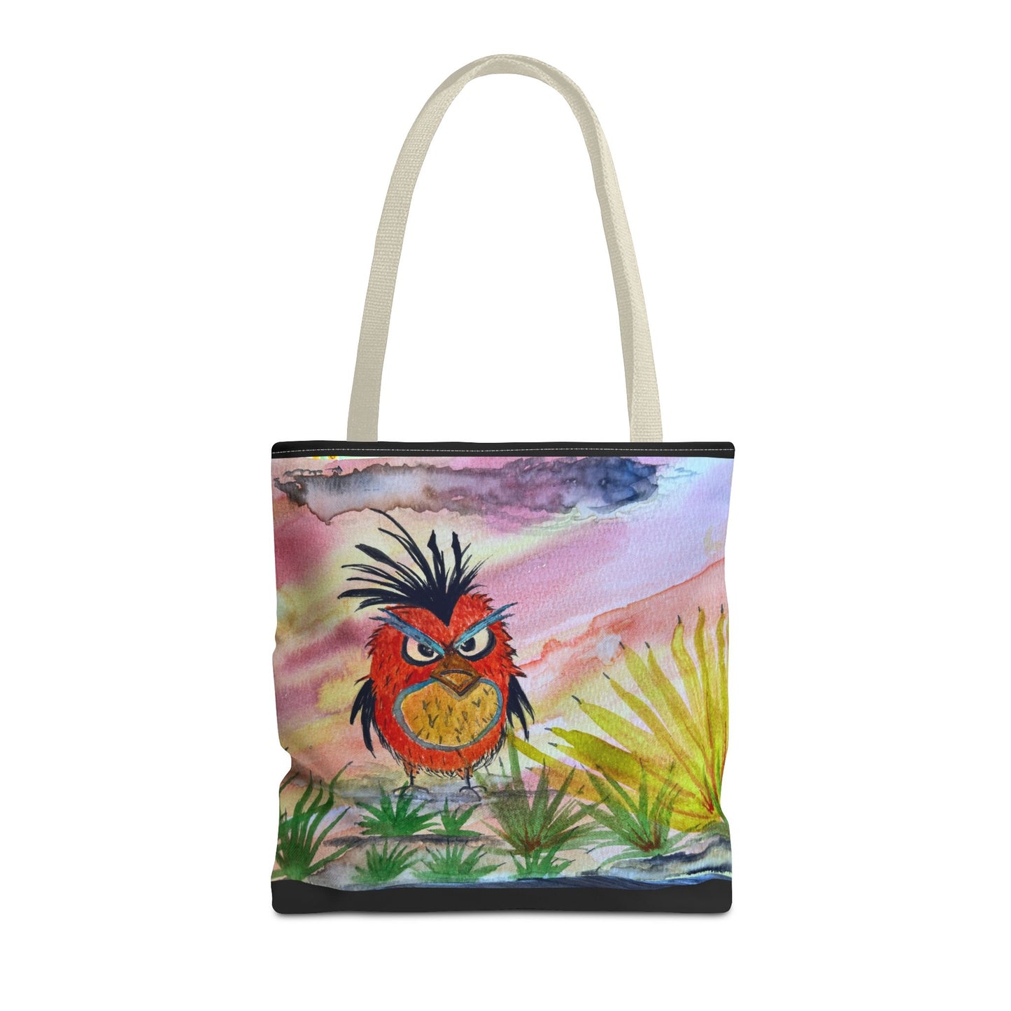 Funky Owl Art Tote Bag, Unique Tote for Shopping, Beach, Gift for Bird Lovers, Cute Eco-Friendly Carryall, Handmade Art Accessory