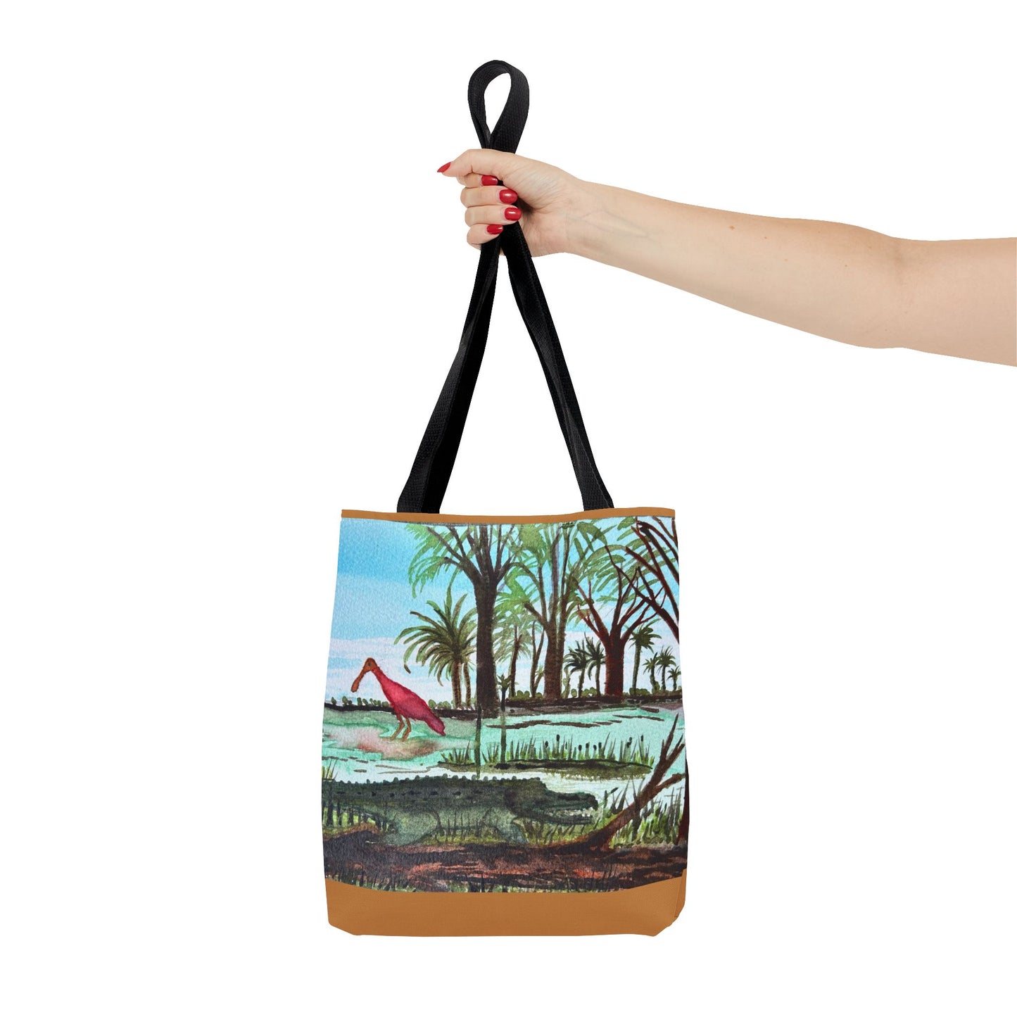 Texas Gator & Roseate Spoonbill Tote Bag — Bold All-Over Print