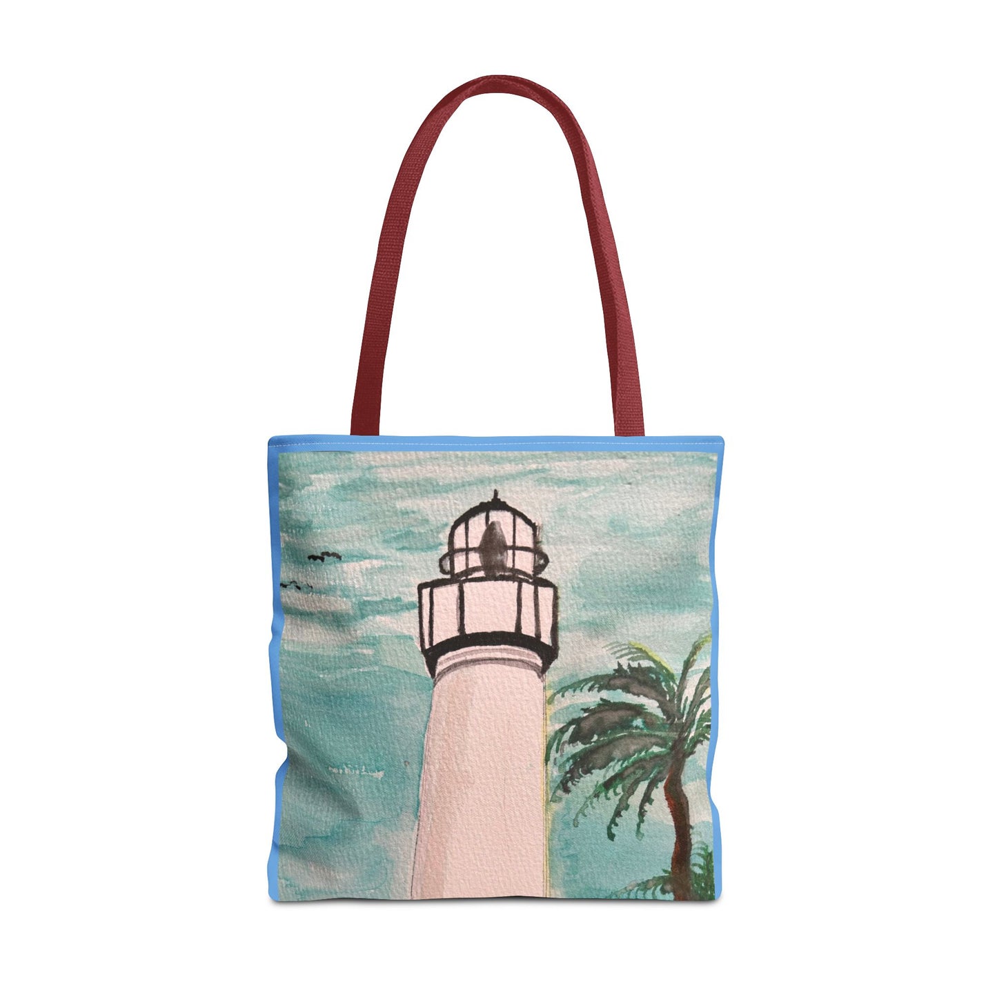 Coastal Lighthouse Tote Bag — Beachy Palm Print All-Over-Print Tote