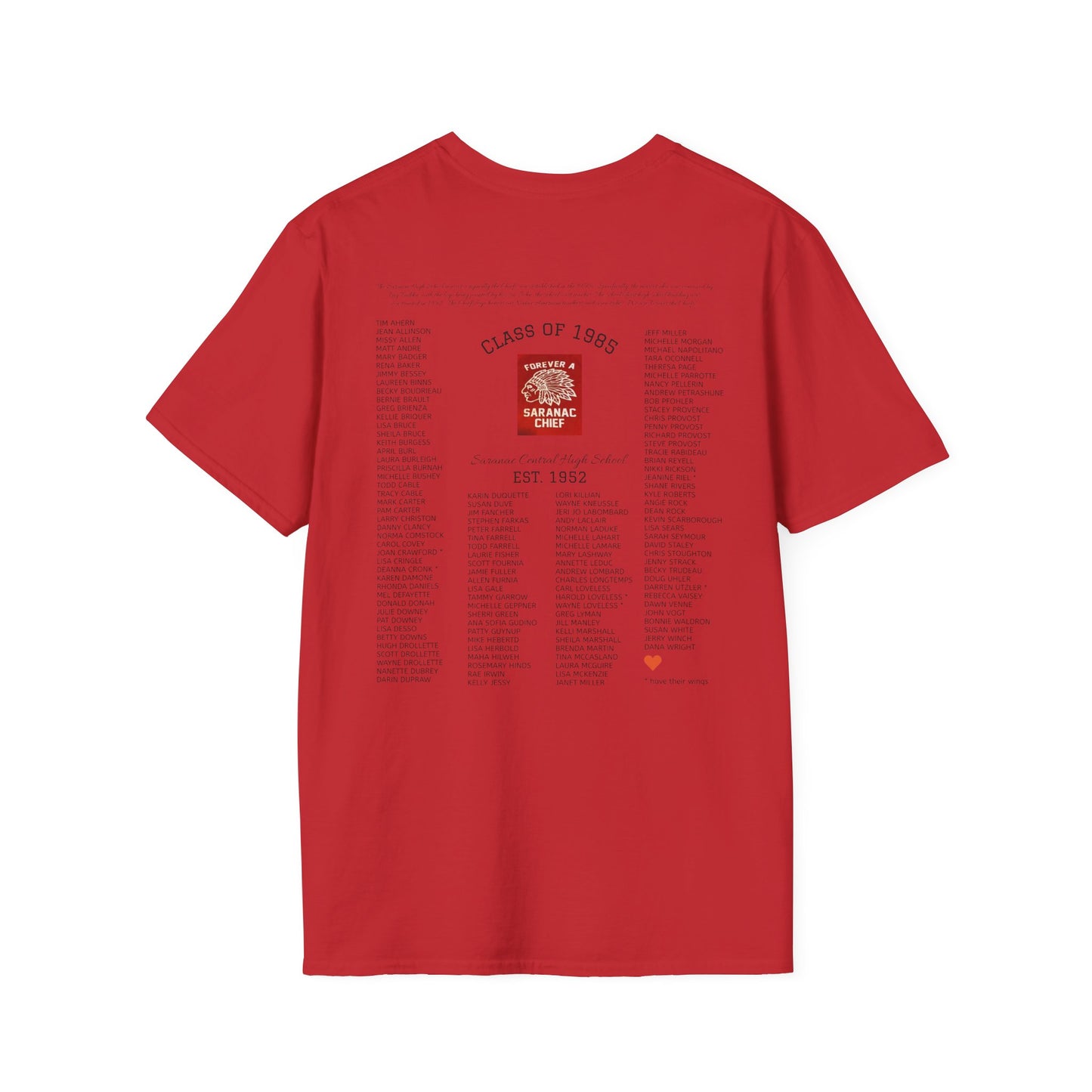 Saranac Chiefs Class of '85 Reunion Unisex T-Shirt - Nostalgic College Tee, Class of 1985 Spirit Wear, Forever a Chief Apparel, Vintage Fan Top