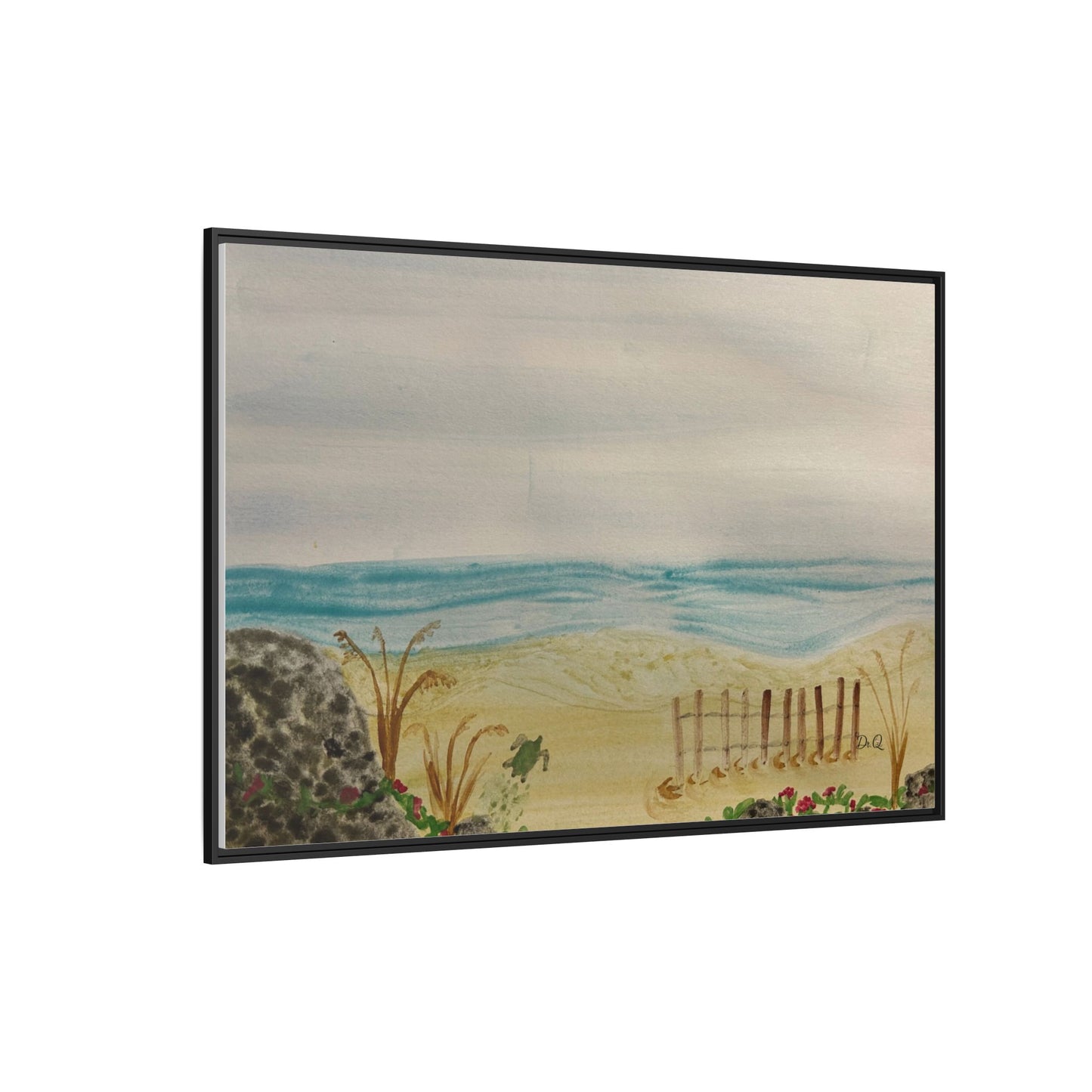 Coastal Beach Scene Matte Canvas Print (Framed)