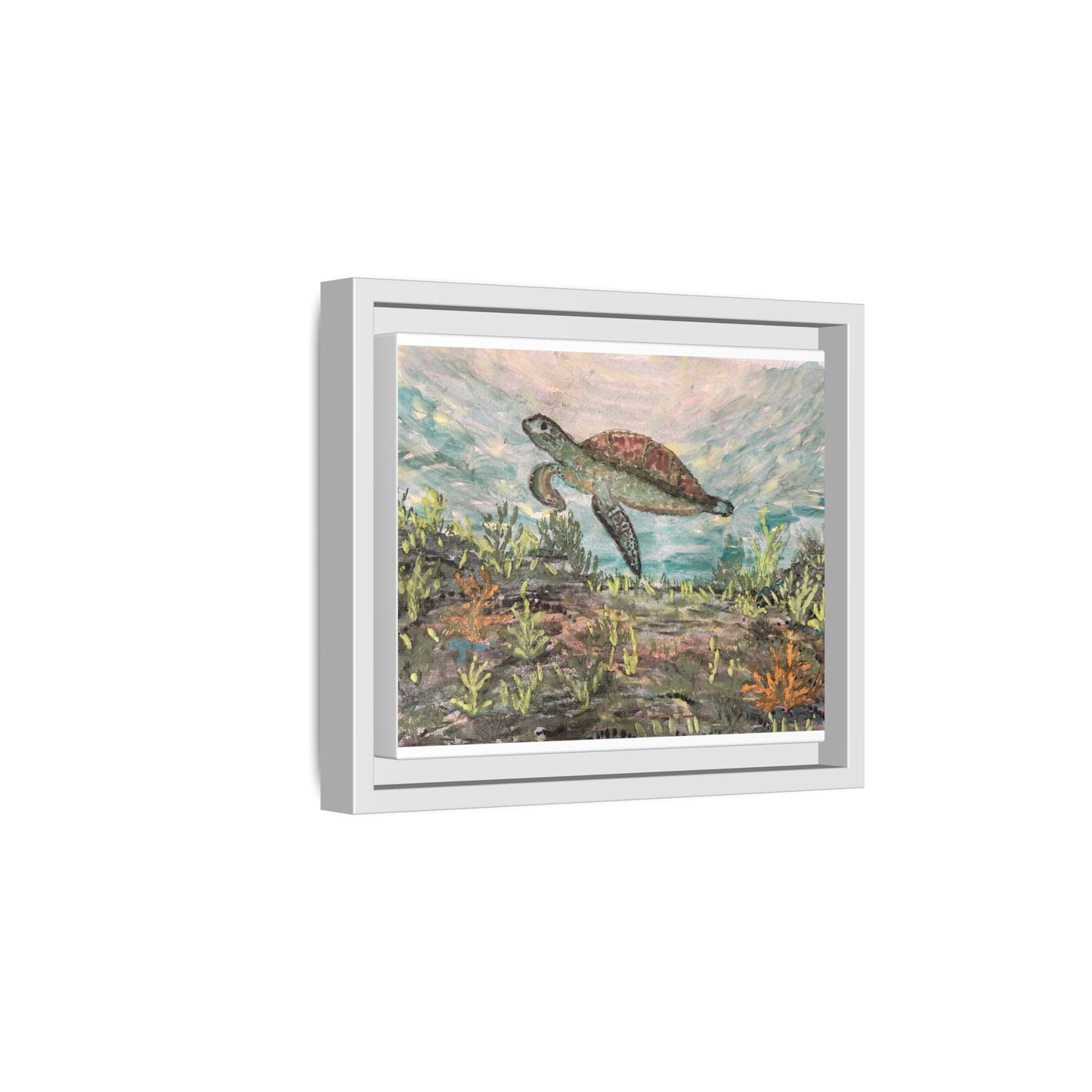 Sea Turtle Matte Canvas, Framed (Multi-color)