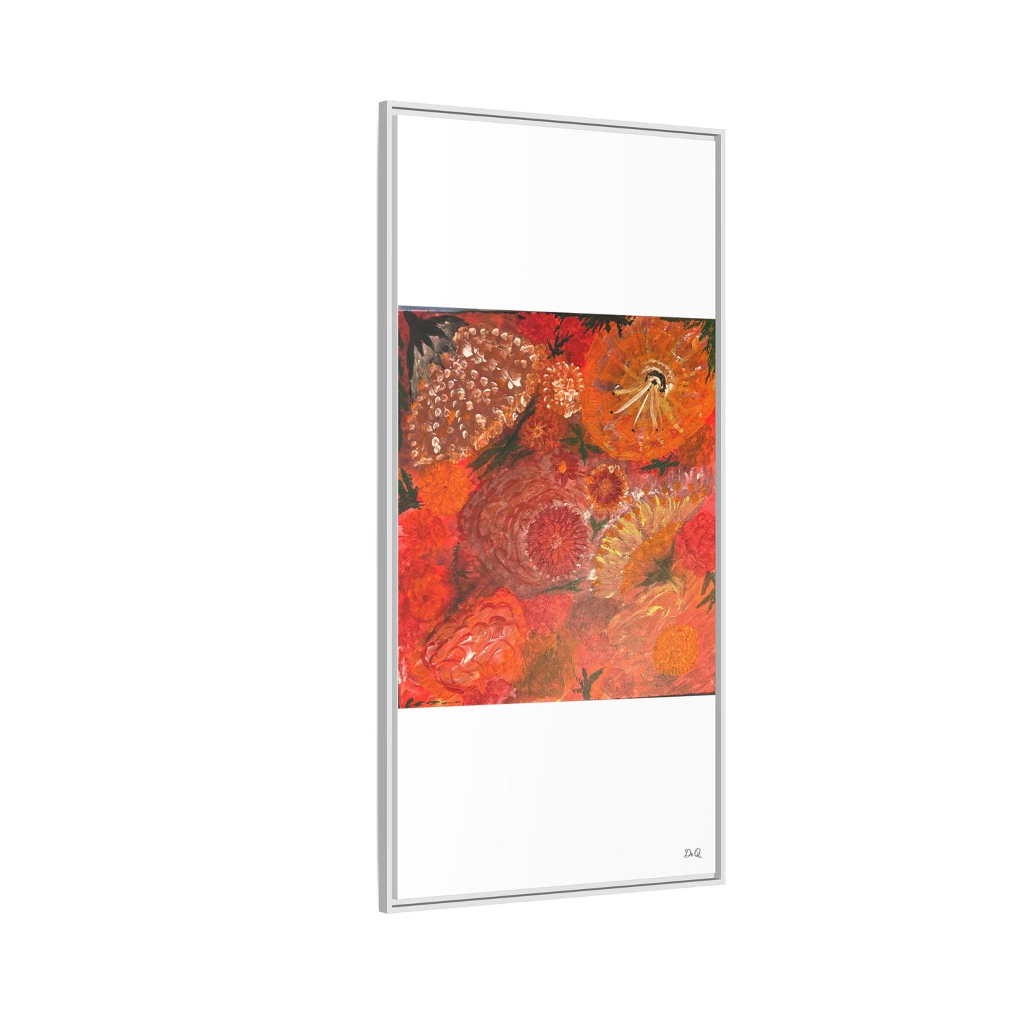 "Floral Burst" Abstract Red Floral Matte Canvas Framed Wall Art