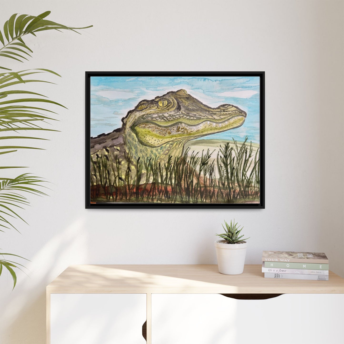 Texas Gator "Big Padre" Alligator Wall Art — Framed Matte Canvas Print