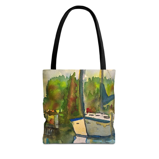 "Time to Sail Free" Watercolor Sailboat Tote Bag | Nautical Beach Bag, Bohemian Shopper, Eco-Friendly Canvas, Gift for Sailors, Summer Essentials