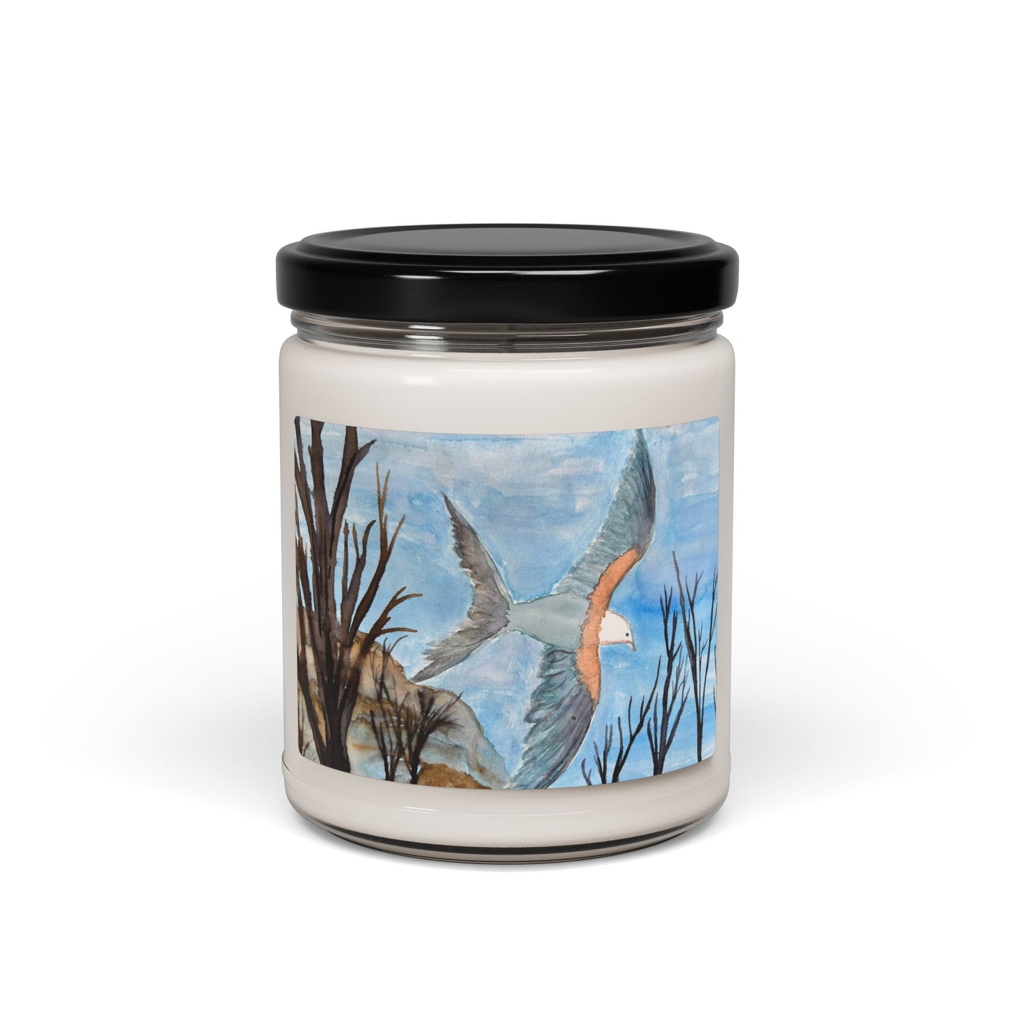 Soothing Evening Flight Soy Candle — 9oz Hand-Poured Scented Jar (Birds & Sky Design)