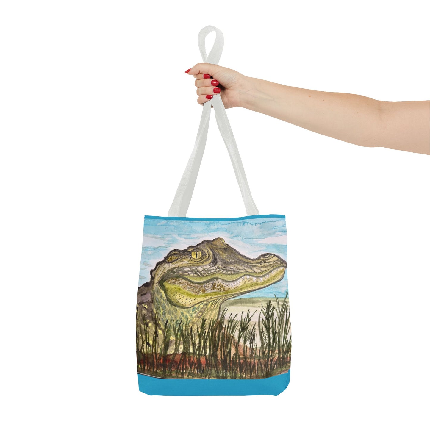 Texas Gator "Big Padre" Alligator Marsh Tote Bag — Wildlife Art Canvas Beach & Market Tote