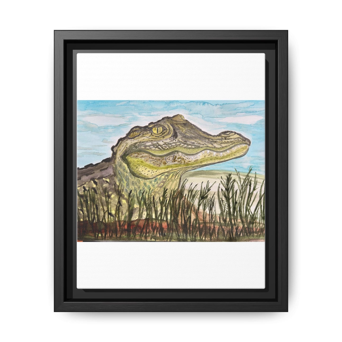 Texas Gator "Big Padre" Alligator Wall Art — Framed Matte Canvas Print