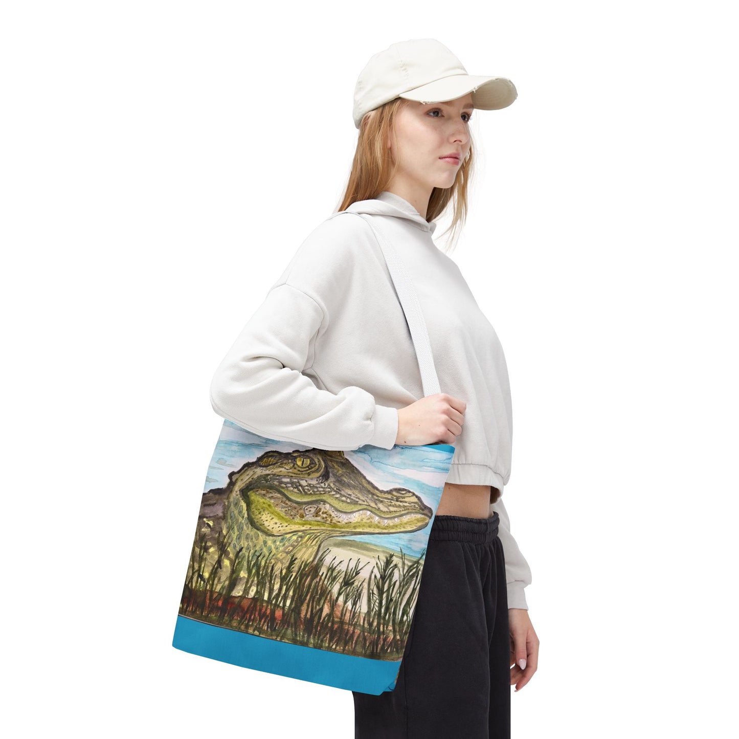 Texas Gator "Big Padre" Alligator Marsh Tote Bag — Wildlife Art Canvas Beach & Market Tote