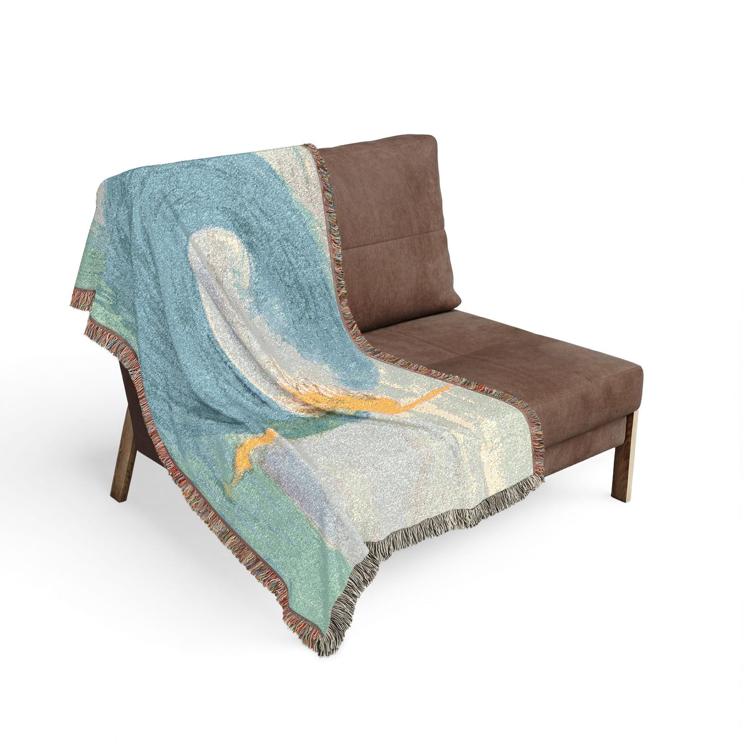 Rising from the Waves Girl Watercolor Print - Woven Blanket