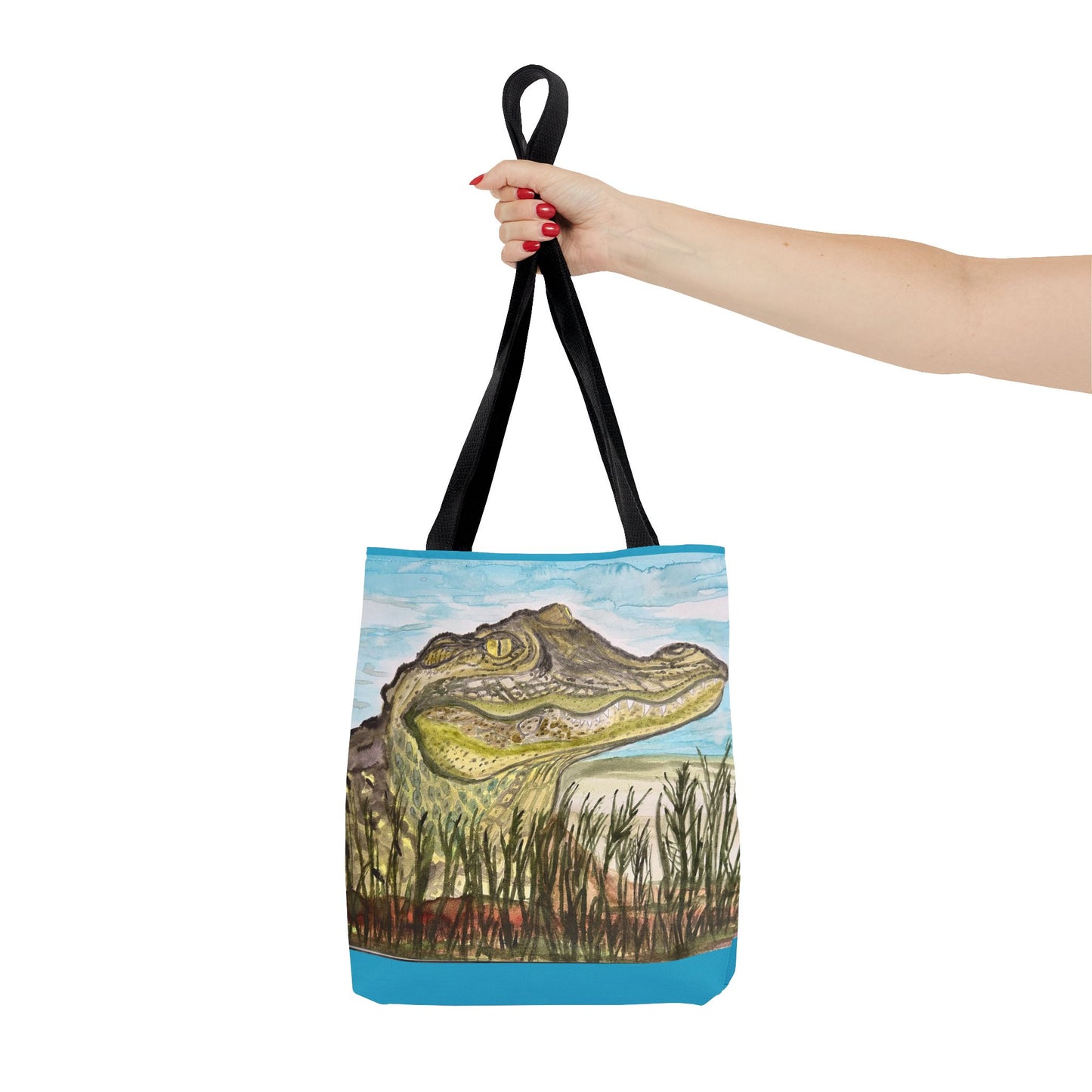 Texas Gator "Big Padre" Alligator Marsh Tote Bag — Wildlife Art Canvas Beach & Market Tote