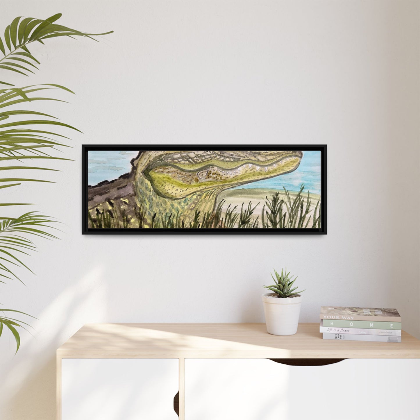 Texas Gator "Big Padre" Alligator Wall Art — Framed Matte Canvas Print