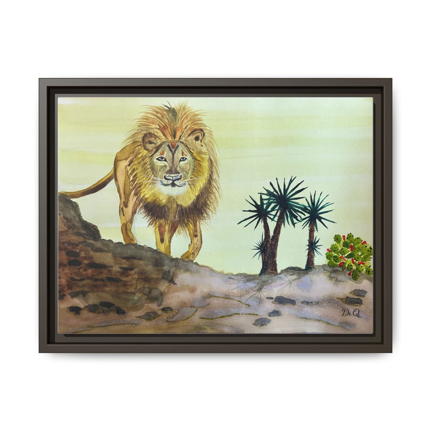 Lion Matte Canvas, Framed (Multi-color)