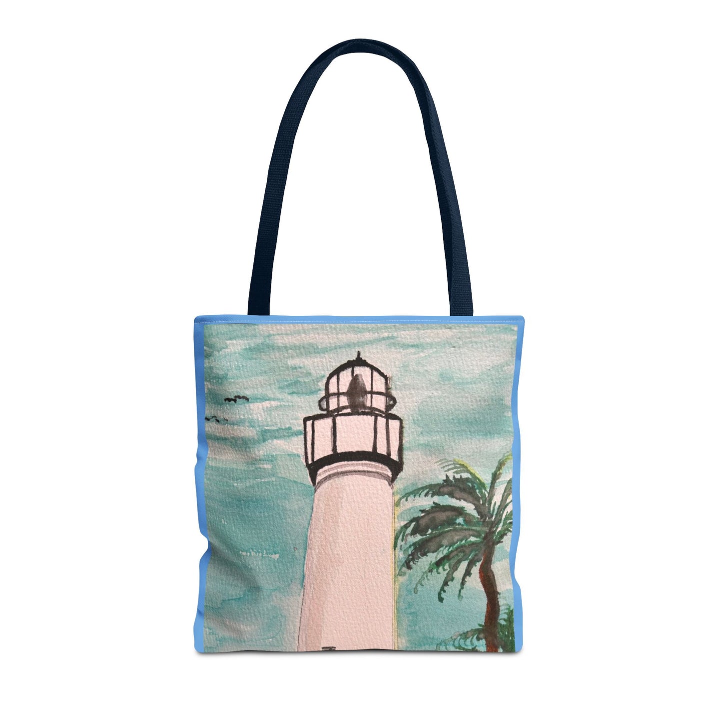 Coastal Lighthouse Tote Bag — Beachy Palm Print All-Over-Print Tote