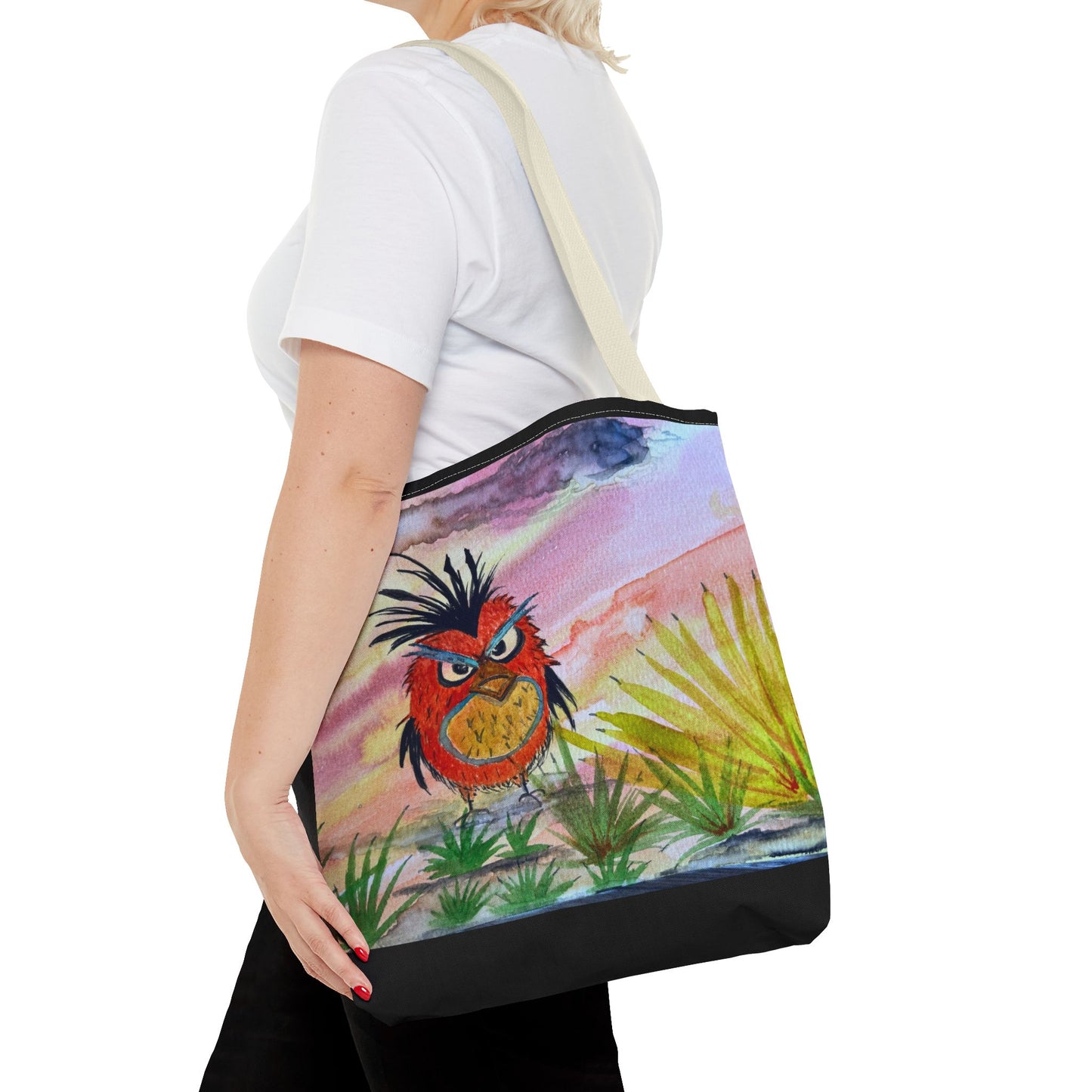 Mad Little Bird Art Tote Bag, Beach, Gift for Bird Lovers