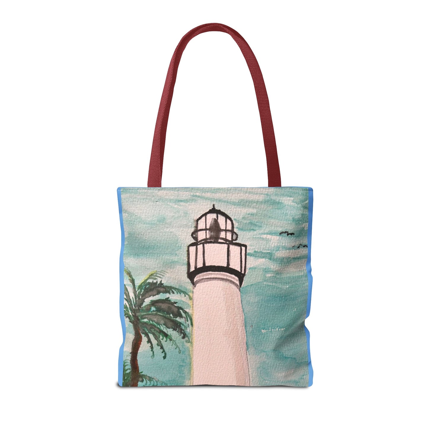 Coastal Lighthouse Tote Bag — Beachy Palm Print All-Over-Print Tote